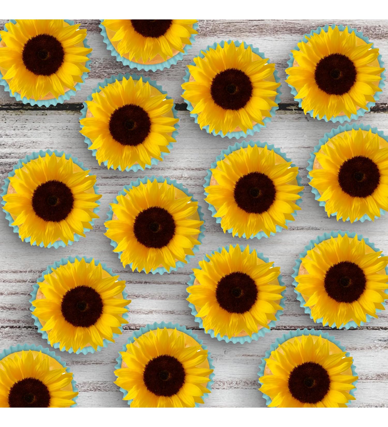 30 Sunflower Pre-Cut Edible Wafer Paper Cupcake Topper Cake Decoration Birthday Cakes - Buy Online on GoSupps.com