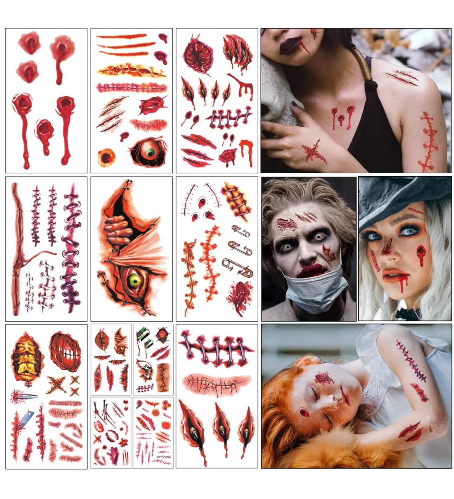 Halloween Prank Makeup Temporary Tattoo Face Decals - Perfect for Women, Men, and Kids Halloween Cosplay Party - Buy Online on GoSupps.com