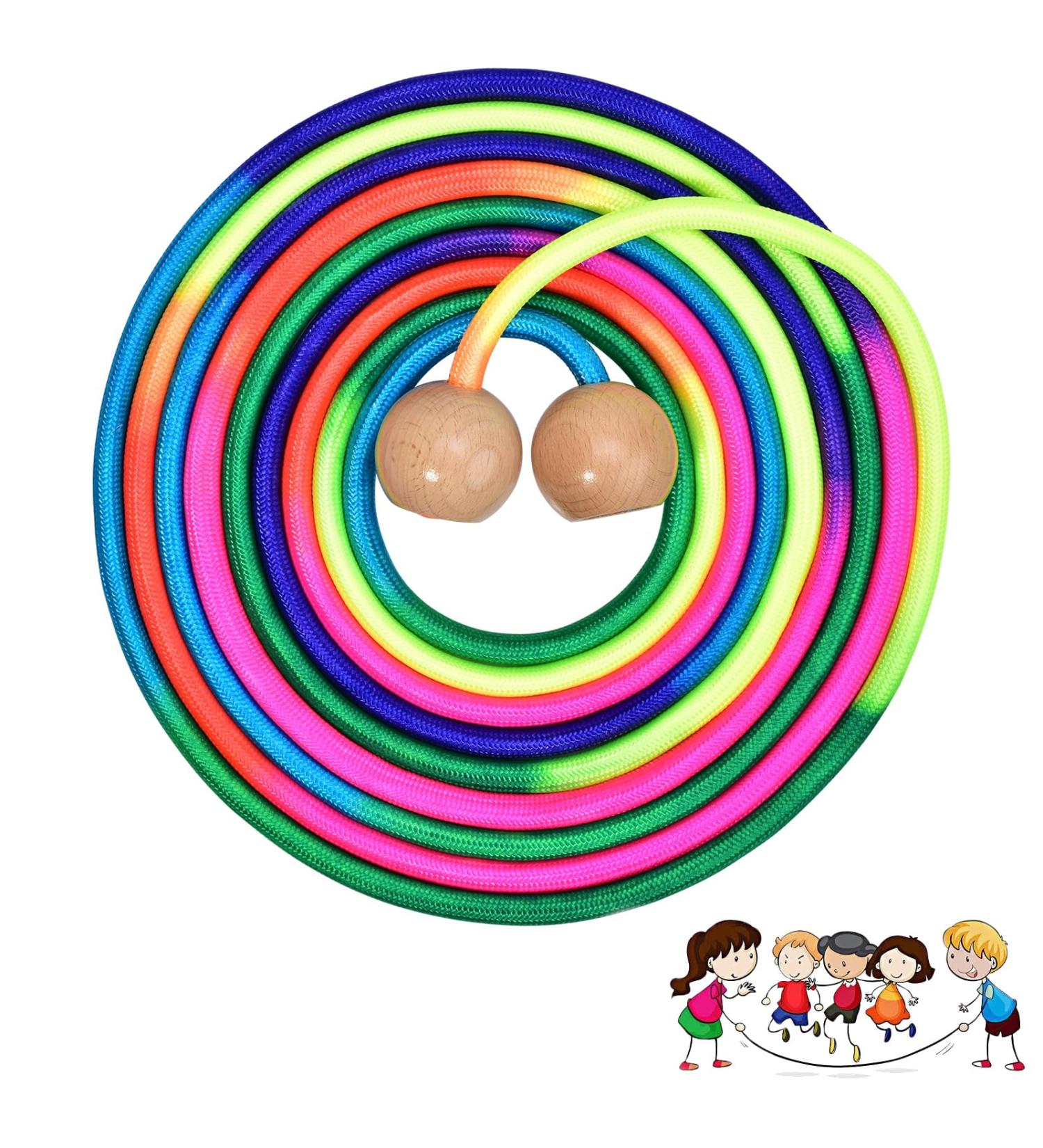 Rainbow Springs Rope 5m - Adjustable Jump Rope for Kids with Wooden Ball Handle | Perfect Gift for Children - Buy Online on GoSupps.com