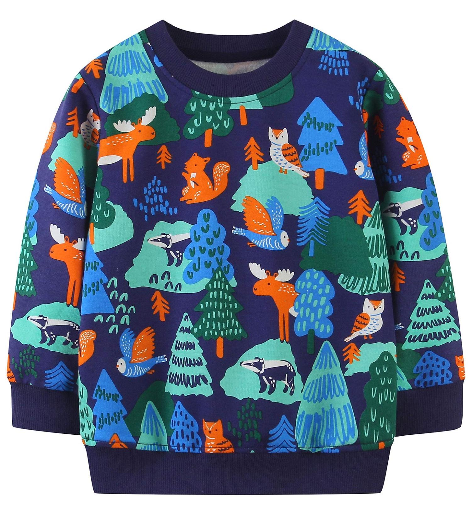 Dinosaur Sweatshirt for Boys | Cotton Long Sleeve Pullover | Toddler Girls Shirts | Baby Clothes 3-4 Years - Buy Online on GoSupps.com