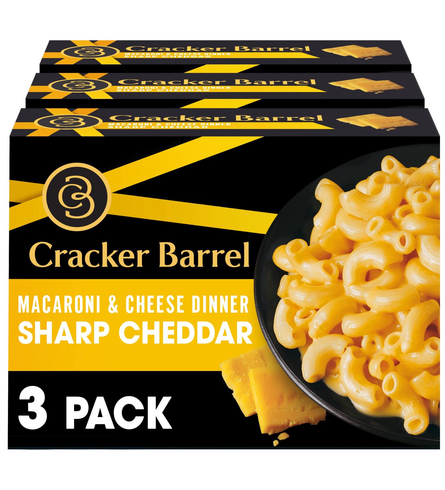 Cracker Barrel Sharp Cheddar Mac & Cheese Dinner - 3 Pack, 14 oz Boxes - Buy Online on GoSupps.com