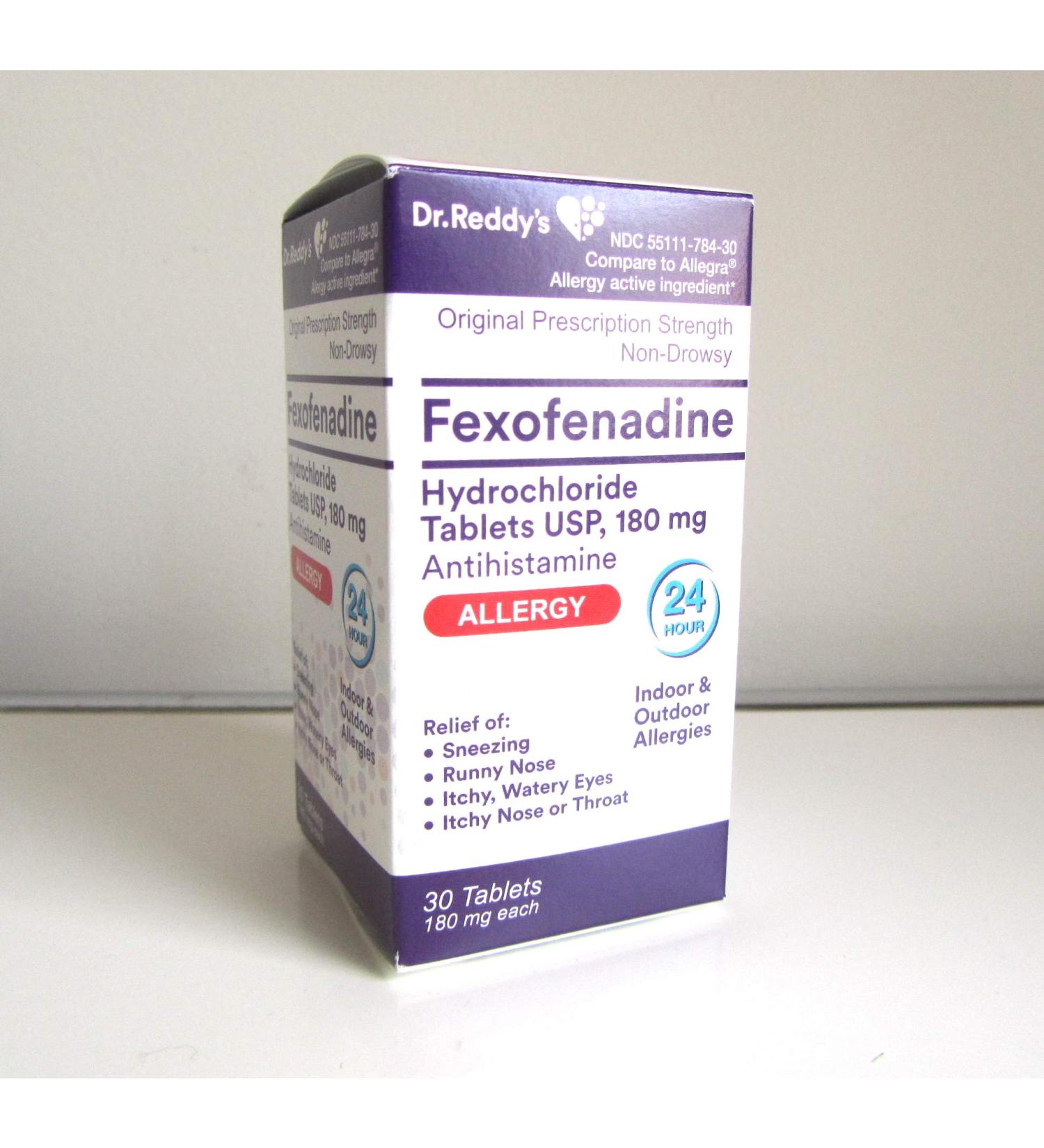 Dr. Reddys Fexofenadine Hydrochloride Antihistamine Tablets 180 mg Each 30 Tablets