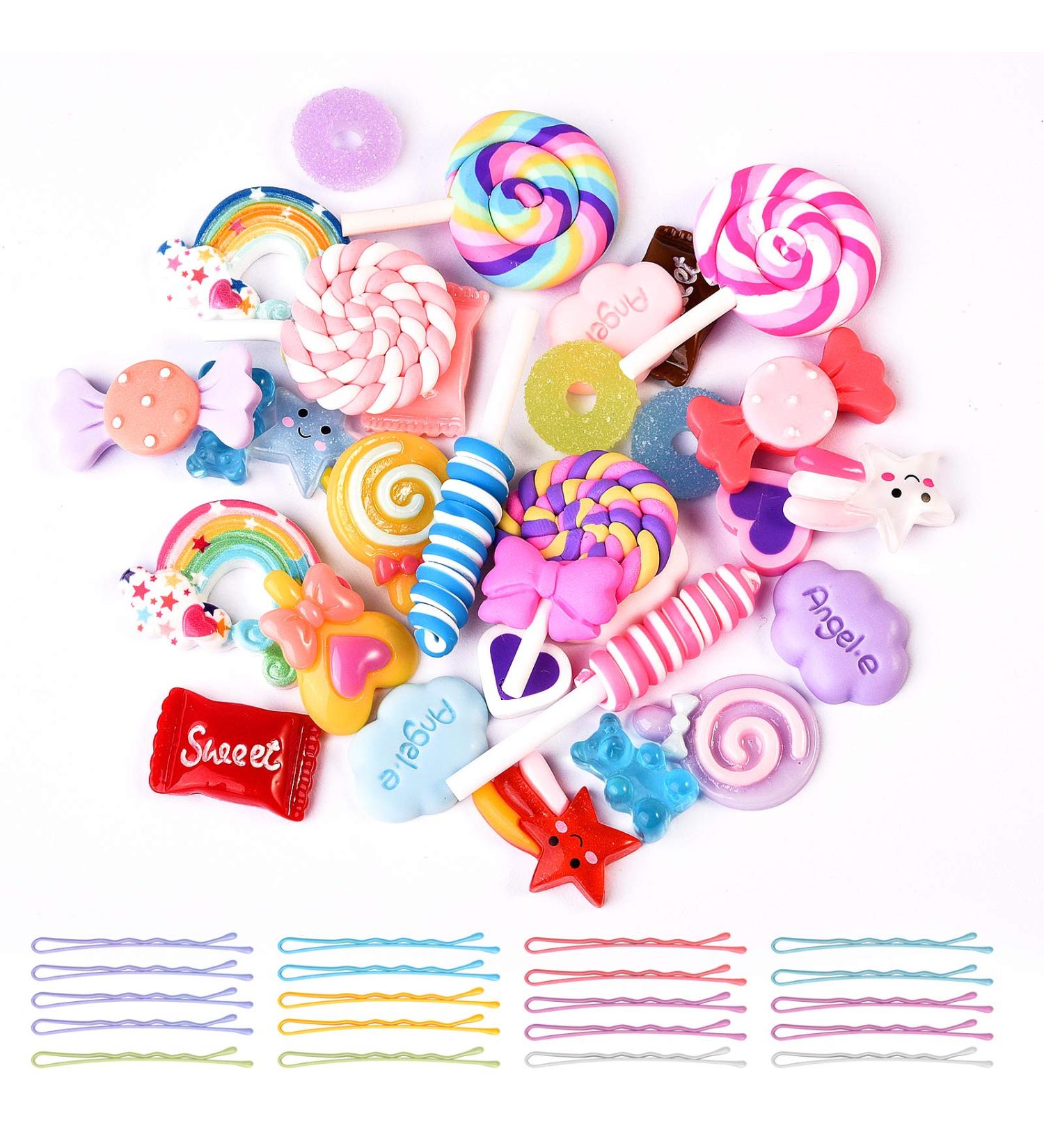 Kawaii Candy Sweets Slime Charms Bobby Pins - Resin Embellishments for DIY Crafts - Buy Online on GoSupps.com