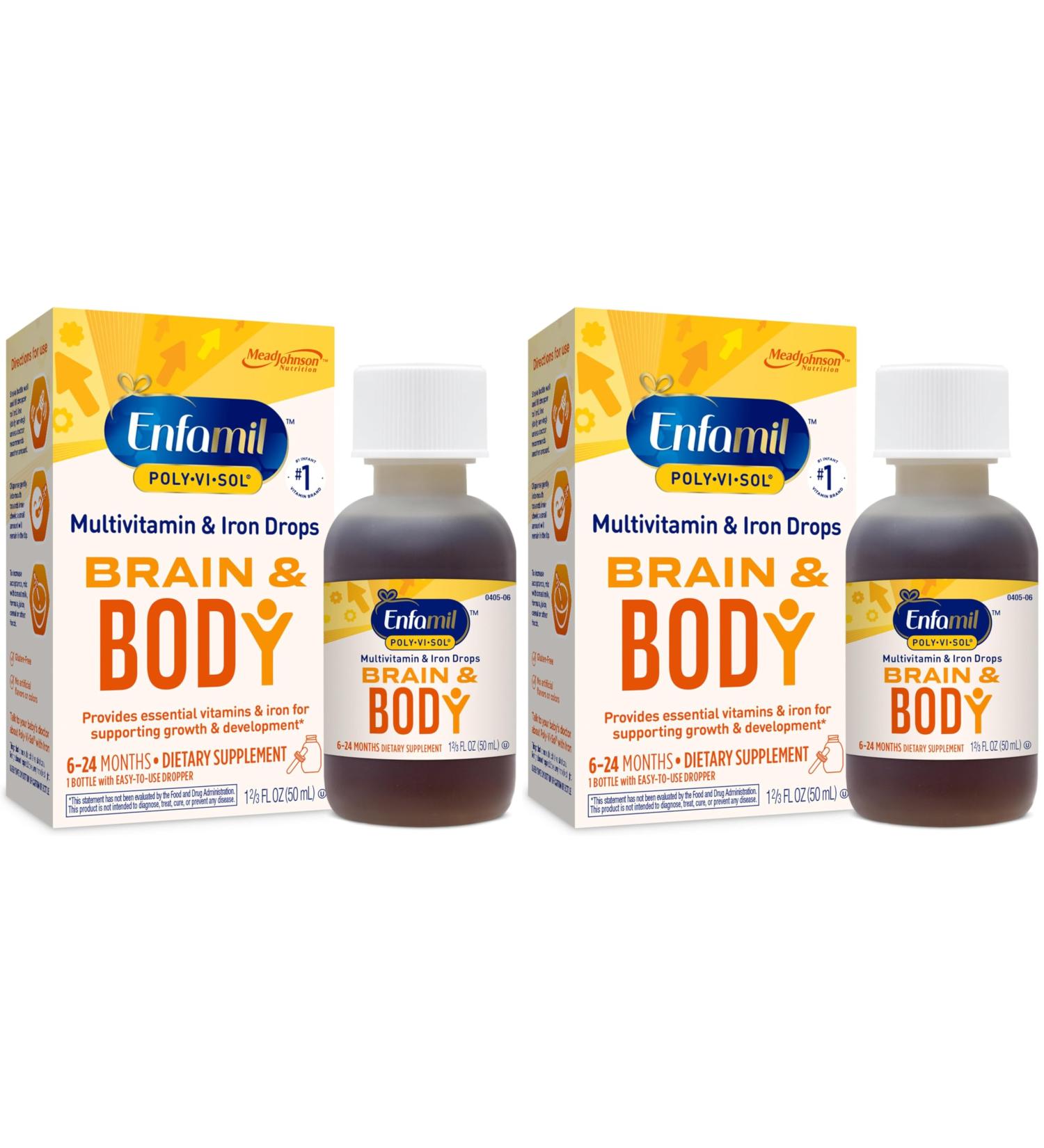 Enfamil Prenatals & Baby Vitamins Poly-Vi-Sol 8 Multi-Vitamins & Iron Supplement Drops for Infants & Toddlers Supports Growth & Development 50 mL Dropper Bottle (Pack of 2) 1.66 Fl Oz (Pack of 2) - Buy Online on GoSupps.com