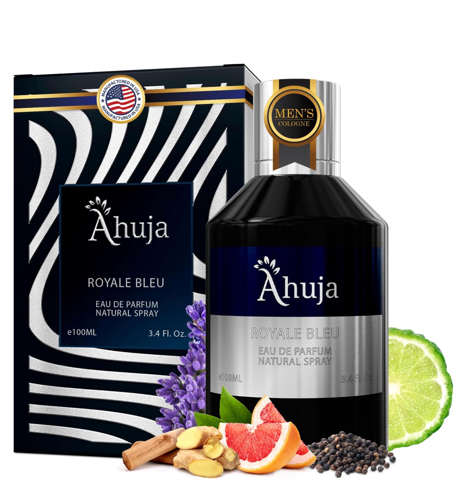 AHUJA Royal Bleu Eau De Parfum for Men 3.4 fl oz - Long Lasting- Grapefruit Ginger Fresh Citrus & Deep Woods-Best Alternative for Bleu De Chanel - Buy Online on GoSupps.com