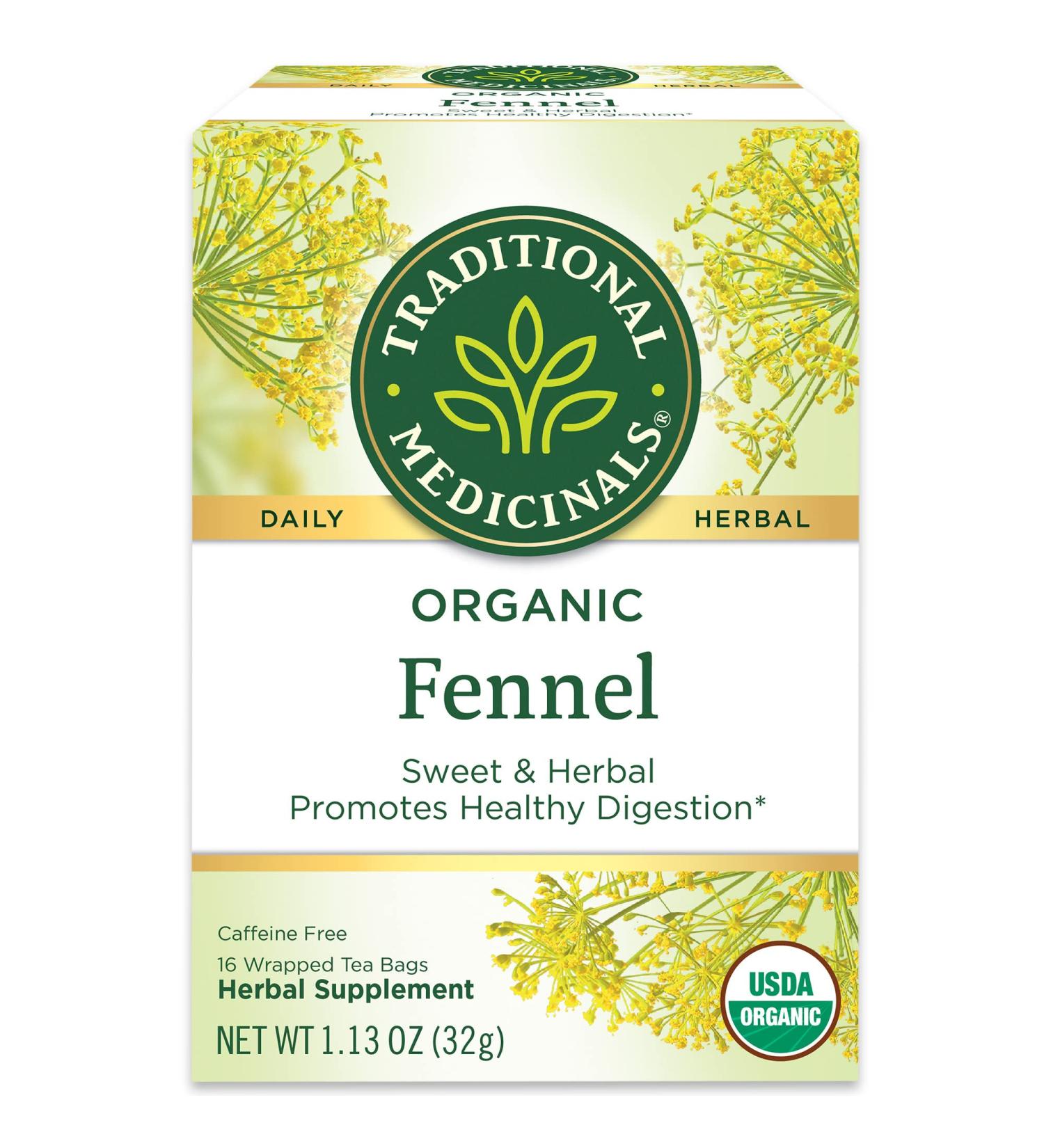 Traditional Medicinals Organic Fennel Herbal Tea - Digestive Health Support (Pack of 2, 32 Tea Bags) - Buy Online on GoSupps.com