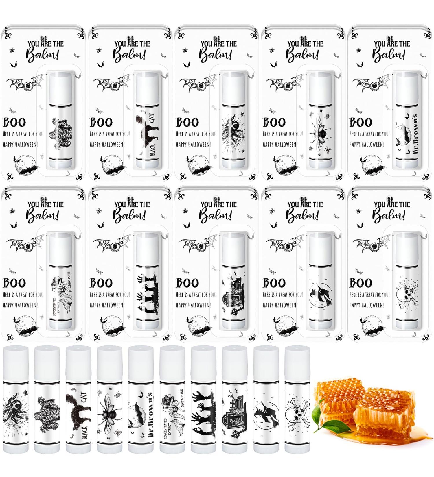 Sacubee 30 Pcs Halloween Party Favors Bulk Skull Lip Balms Gifts Vintage Spooky Halloween Party Gifts Appreciation Goodies Stuffers Small Thank You Presents for Women Men Staff Coworkers Adults - Buy Online on GoSupps.com