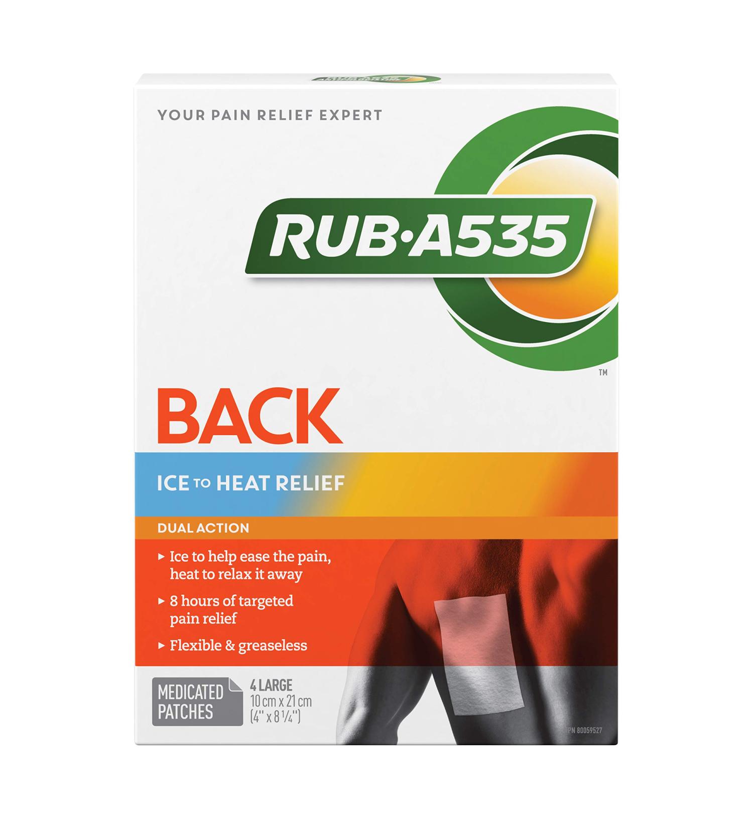 RUB A535 Back Ice to Heat Relief Dual Action Patches 4 Count - Buy Online on GoSupps.com
