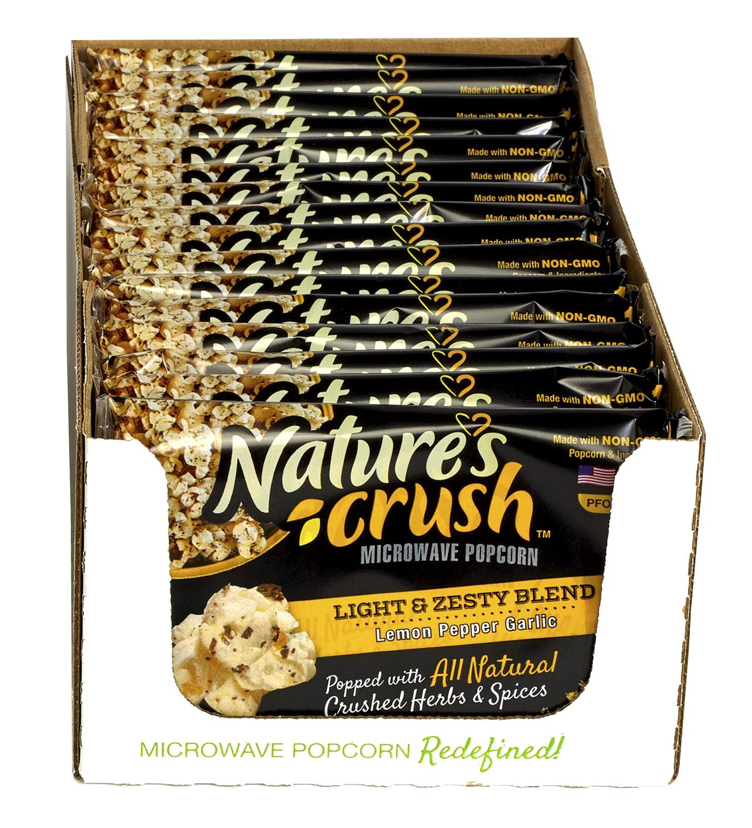 Nature's Crush Lemon Pepper Garlic Gourmet Vegan Microwave Popcorn - Zesty Blend 48oz (16 bags) - Buy Online on GoSupps.com