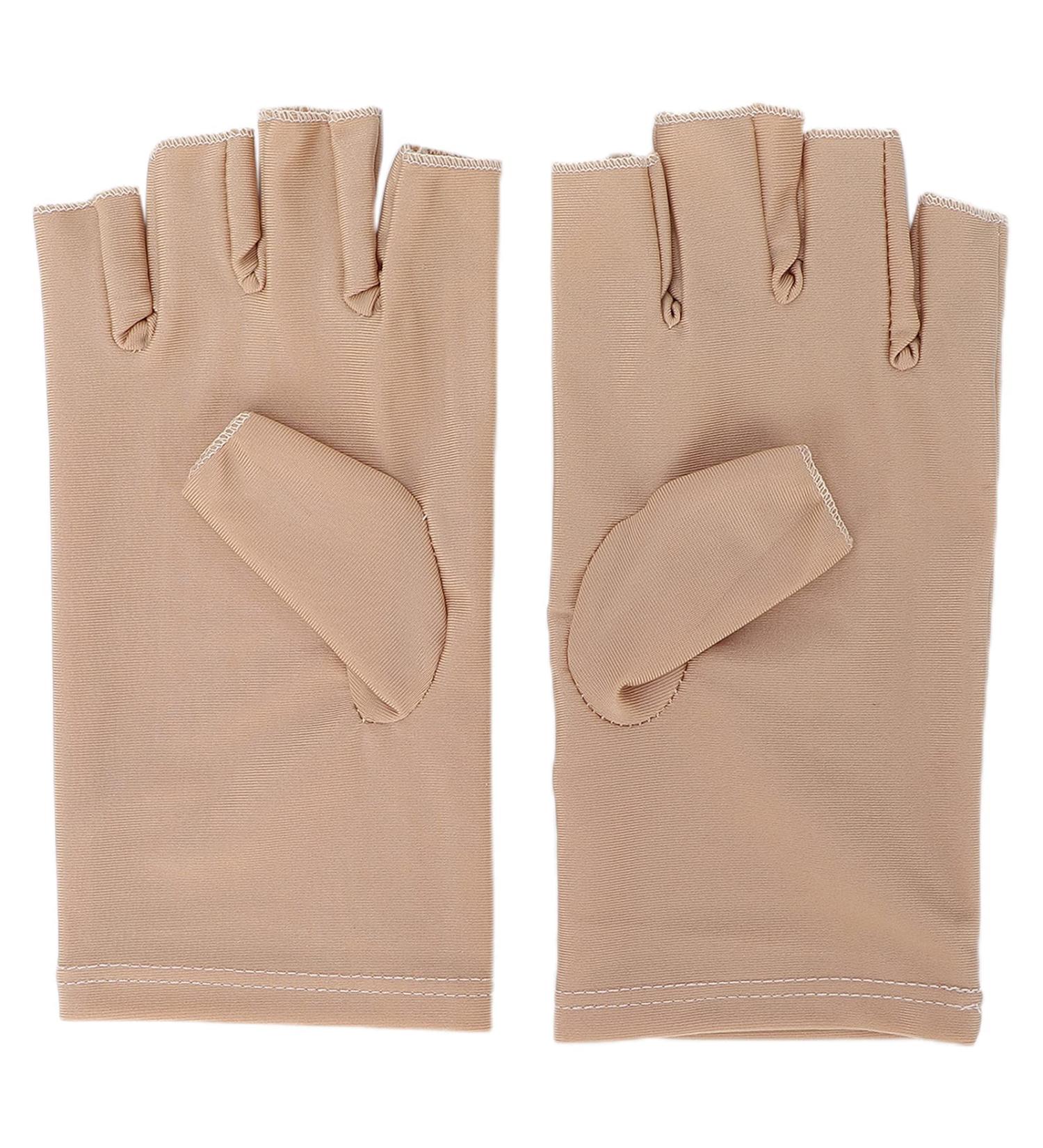 Professional UV Protective Gloves for Nail Art - Anti-UV Fiber Cotton Manicure Tool - Beige - Shop Internationally! - Buy Online on GoSupps.com