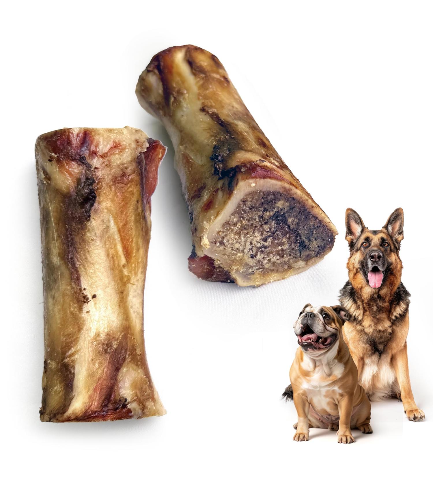Premium Feeders Beef Marrow Bone for Dogs - 2 Bones - 6 to 8 inch - 100% Made in Canada Natural Dog Treats for Medium & Large Dogs Durable & Long Lasting - Rich in Protein Healthy Treat Dog Chew - Buy Online on GoSupps.com