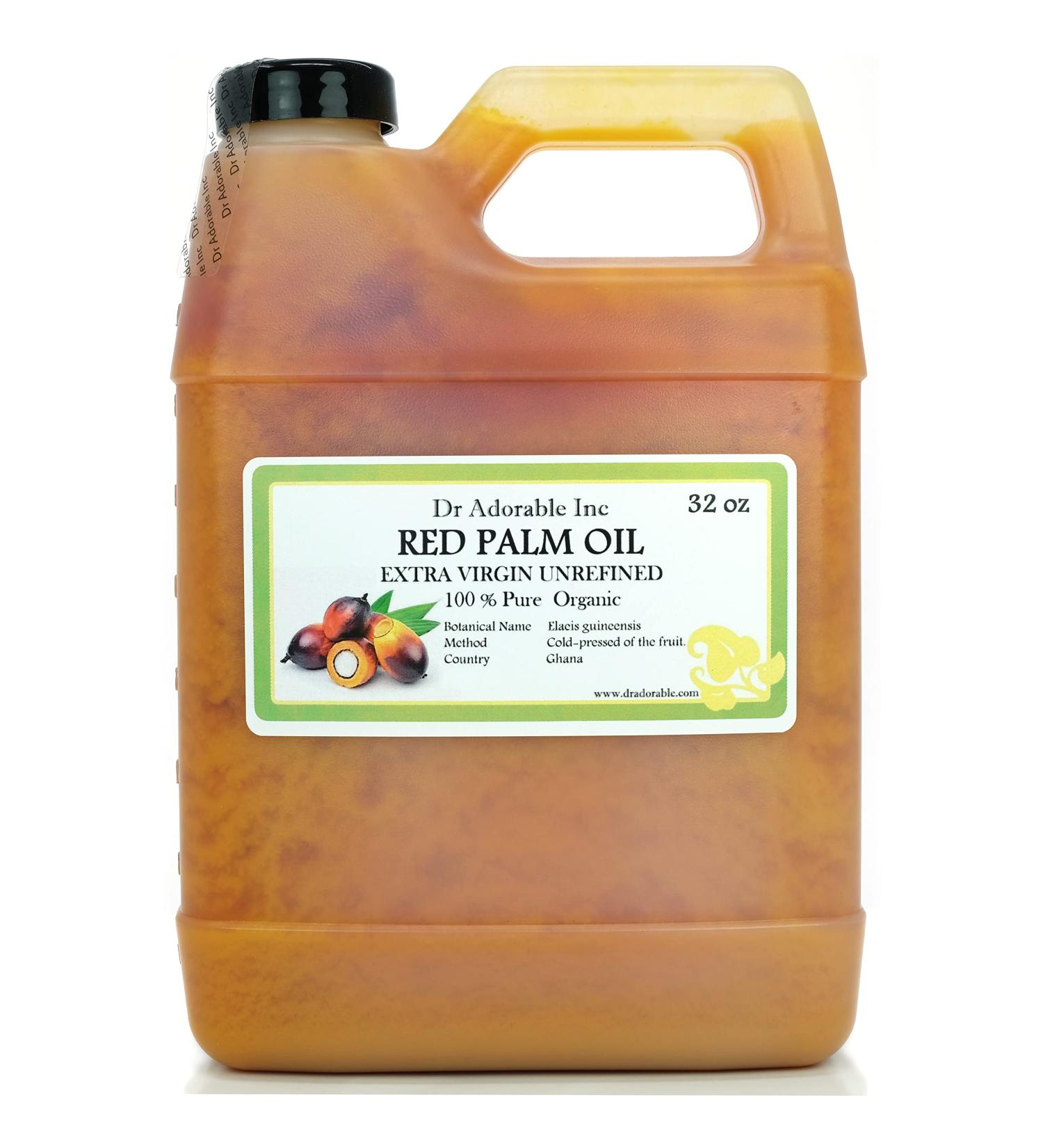 Dr Adorable - 32 oz - Red Palm Oil - Unrefined Raw Extra Virgin 100% Pure Natural Organic Cold Pressed - Buy Online on GoSupps.com