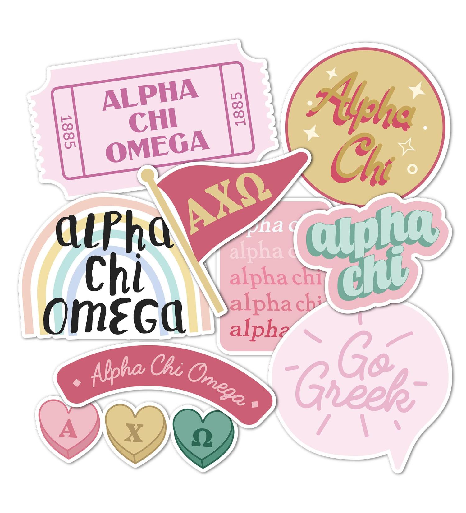 Alpha Chi Omega AXO Cute Sheet Sticker Decal for Laptop, Water Bottle, Car - Buy Online on GoSupps.com