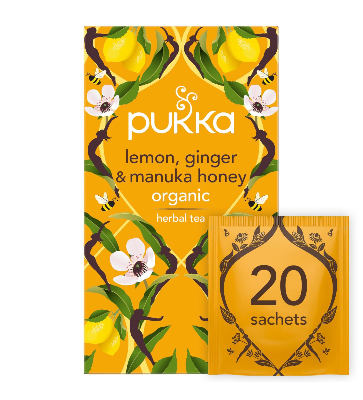 Pukka Infusion Biologique et Ayurv dique Go t Citron Gingembre Et Miel De Manuka Bio Relaxant 100% des Ingr dients Issus du Commerce Equitable 20 Sachets - Buy Online on GoSupps.com