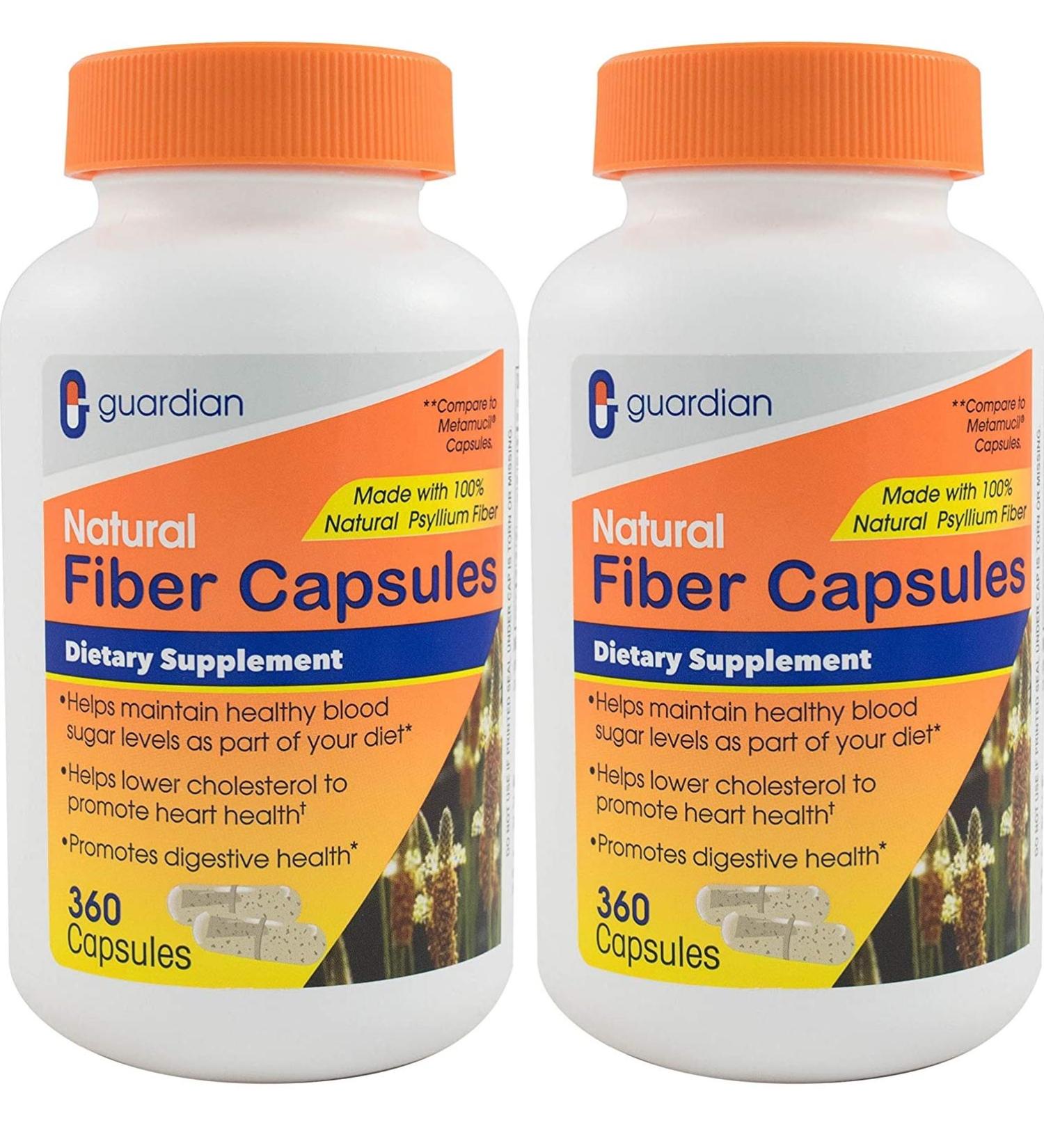Guardian Fiber Capsules - 720 Count Natural Psyllium Husk Supplement (520mg per Capsule) - Fiber Pills - Buy Online on GoSupps.com