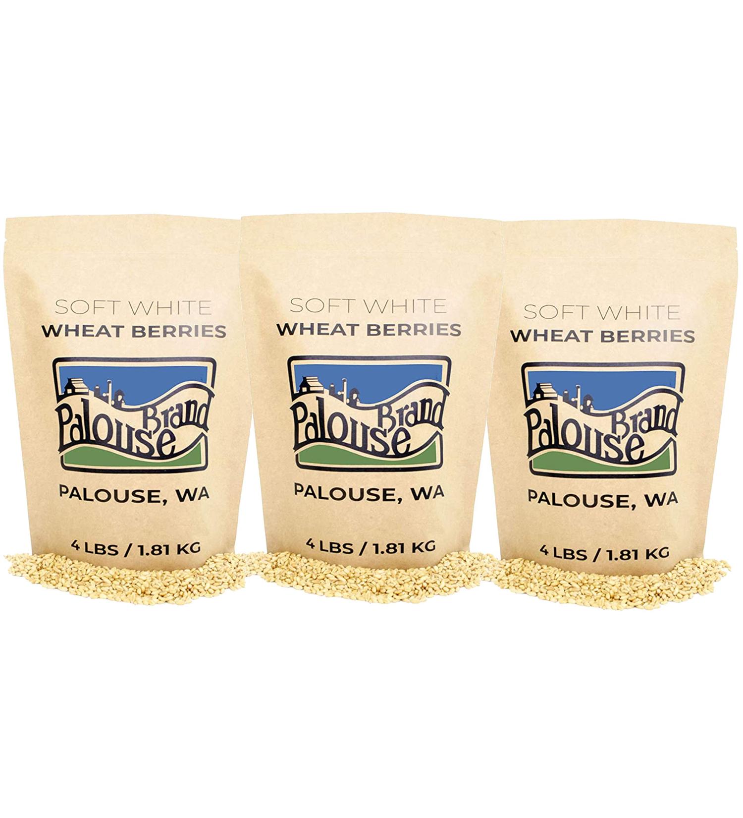 Soft White Wheat Berries 12 lbs - Non-GMO Project Verified, Kosher, USA Grown - Resealable Kraft Bag - Pack of 3 - Buy Online on GoSupps.com