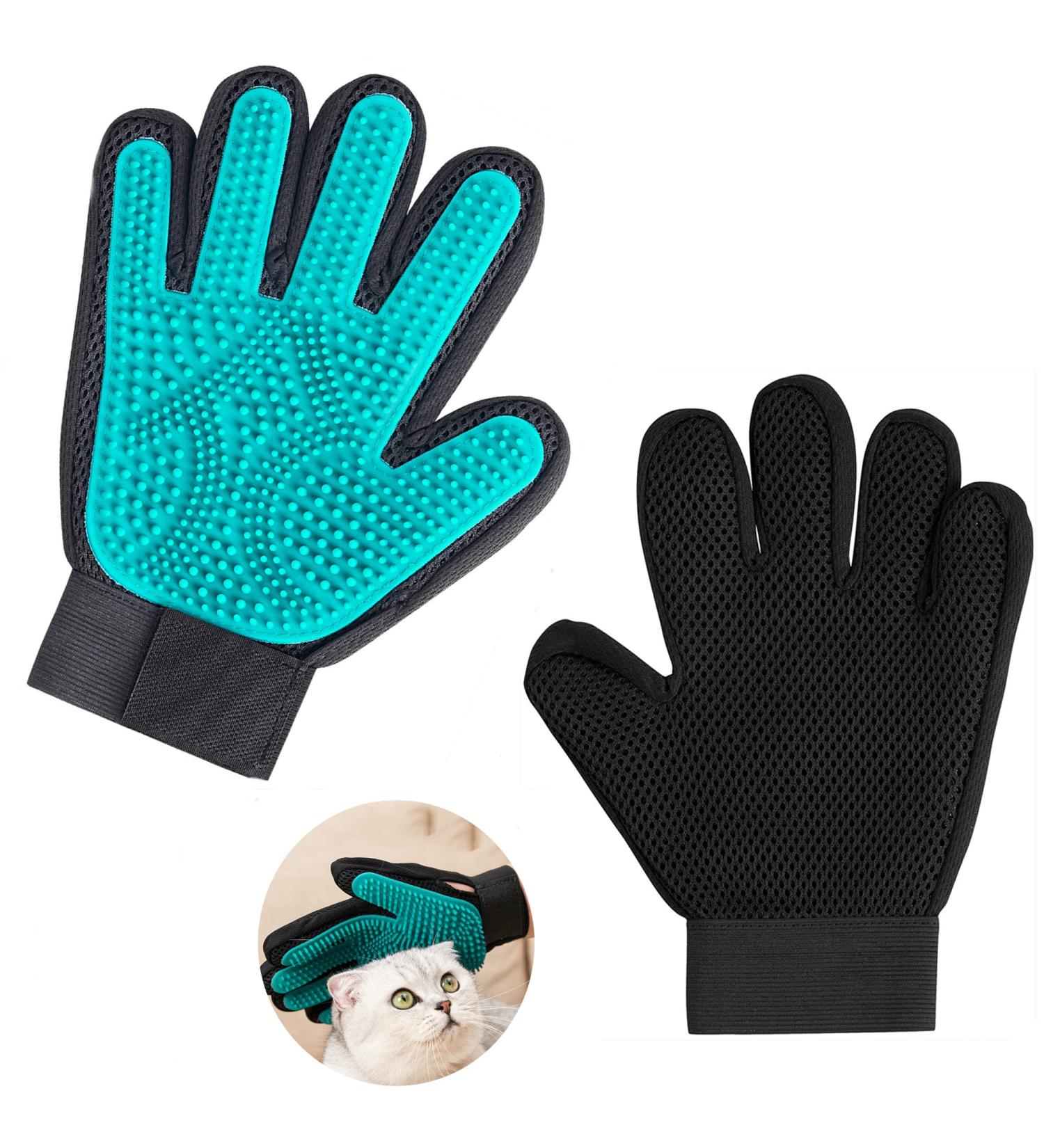 YOUDIWADI Pet Grooming Gloves | Deshedding Glove for Dogs, Cats & Horses | Hair Shedding & Massage Mitt | Remove Long & Short Fur | 1 Pair - Buy Online on GoSupps.com