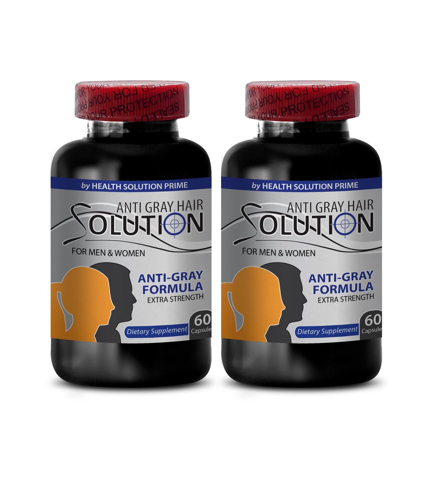 Catalase Anti Gray - Gray Hair Solution for Men and Women - Anti Gray Hair Supplements Vitamins - Organic Natural Hair Color for Gray Hair Coverage - Hair Products for Women - 2 Bottles 120 Capsules - Buy Online on GoSupps.com