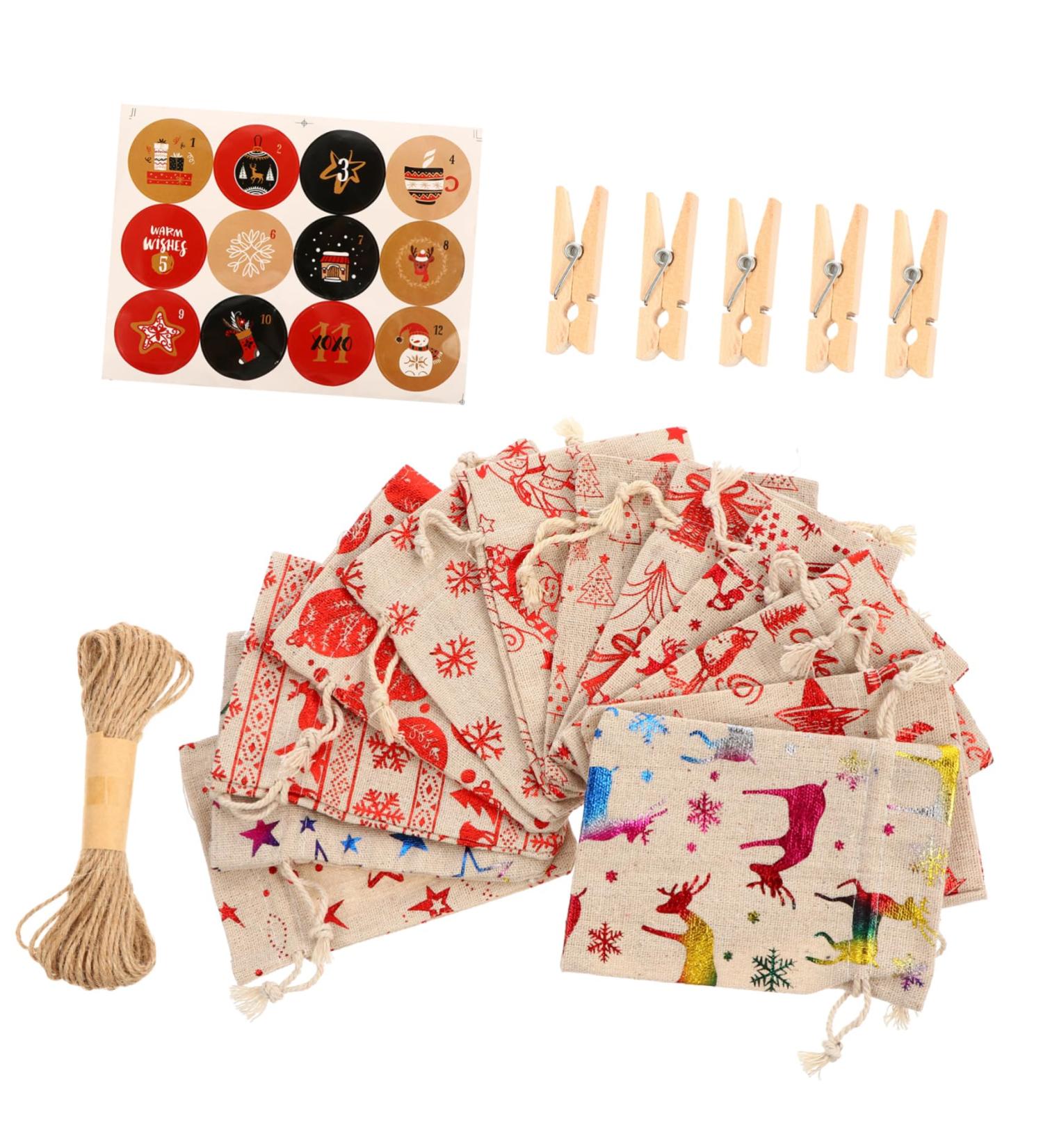 LALAFINA 24pcs Storage Bag Xmas Ing Adorable Bags Christmas Pouch Linen Candy Draw Convenient - Buy Online on GoSupps.com