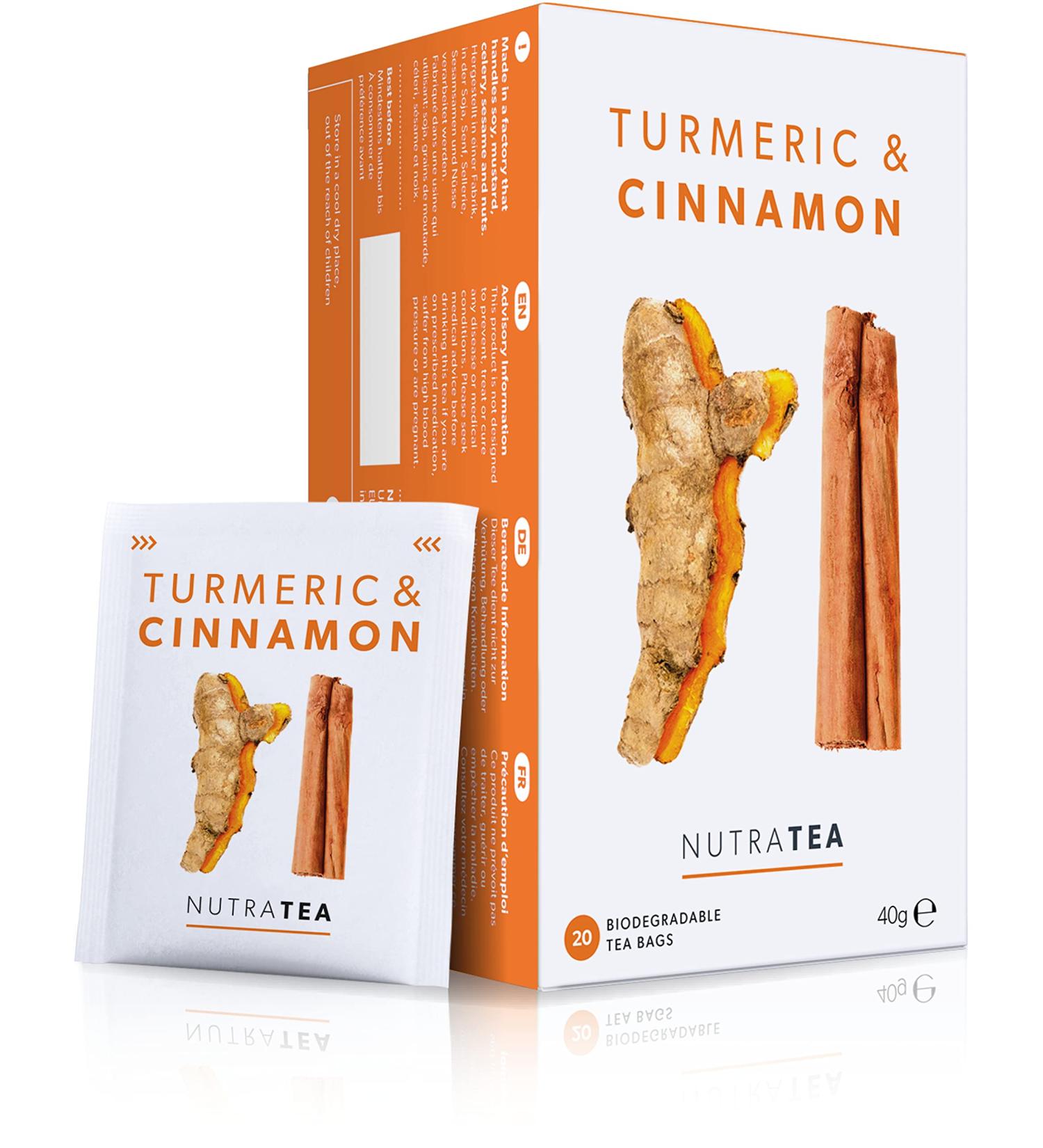 Nutra Tea - Turmeric & Cinnamon Tea - 120 Tea Bags - Herbal Tea - (6 Pack) 6 Pack (120 Tea Bags) - Buy Online on GoSupps.com