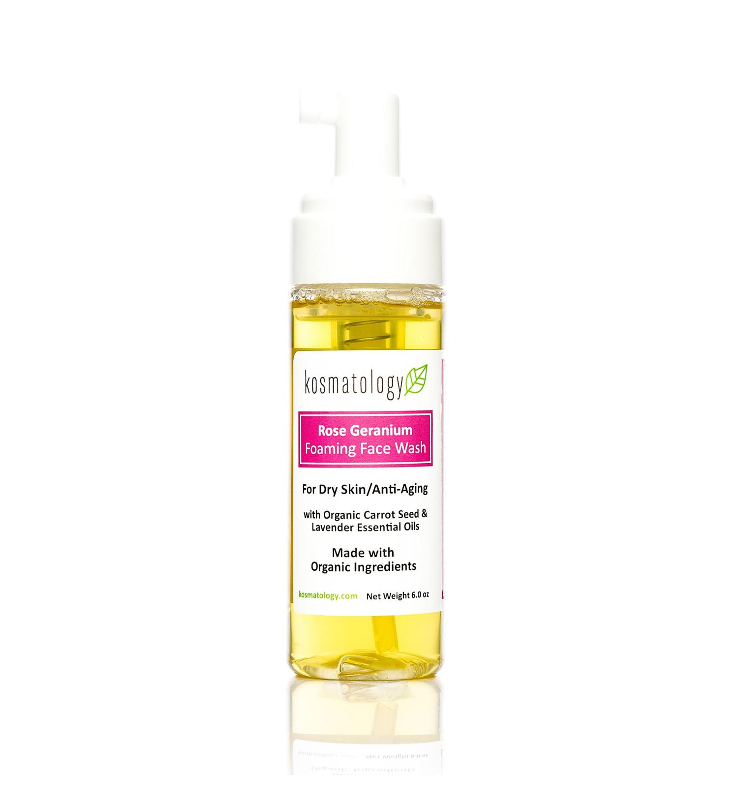 Buy Organic Rose Geranium Foaming Facial Wash for Aging Skin | 6 fl oz - Anti-Aging Skincare - Buy Online on GoSupps.com