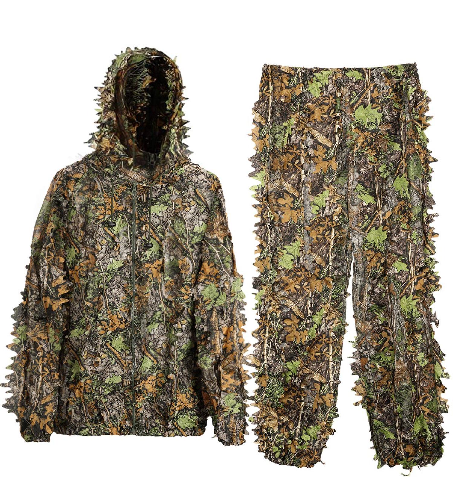 MOPHOTO Ghillie Suit 3D Leafy Camo Hunting Suits for Men & Youth - Jungle & Forest Camouflage for Hunting, Airsoft & Halloween - M/L (4.9-5ft) - Buy Online on GoSupps.com
