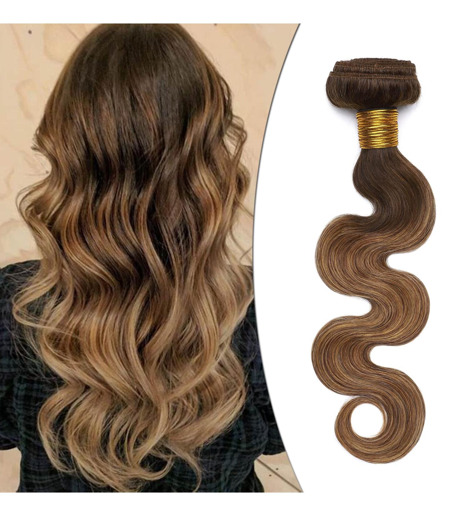 SEGO 100% Unprocessed Brazilian Human Hair Bundles - Body Wave Weave Extensions in Medium Chestnut Brown - Buy Online on GoSupps.com