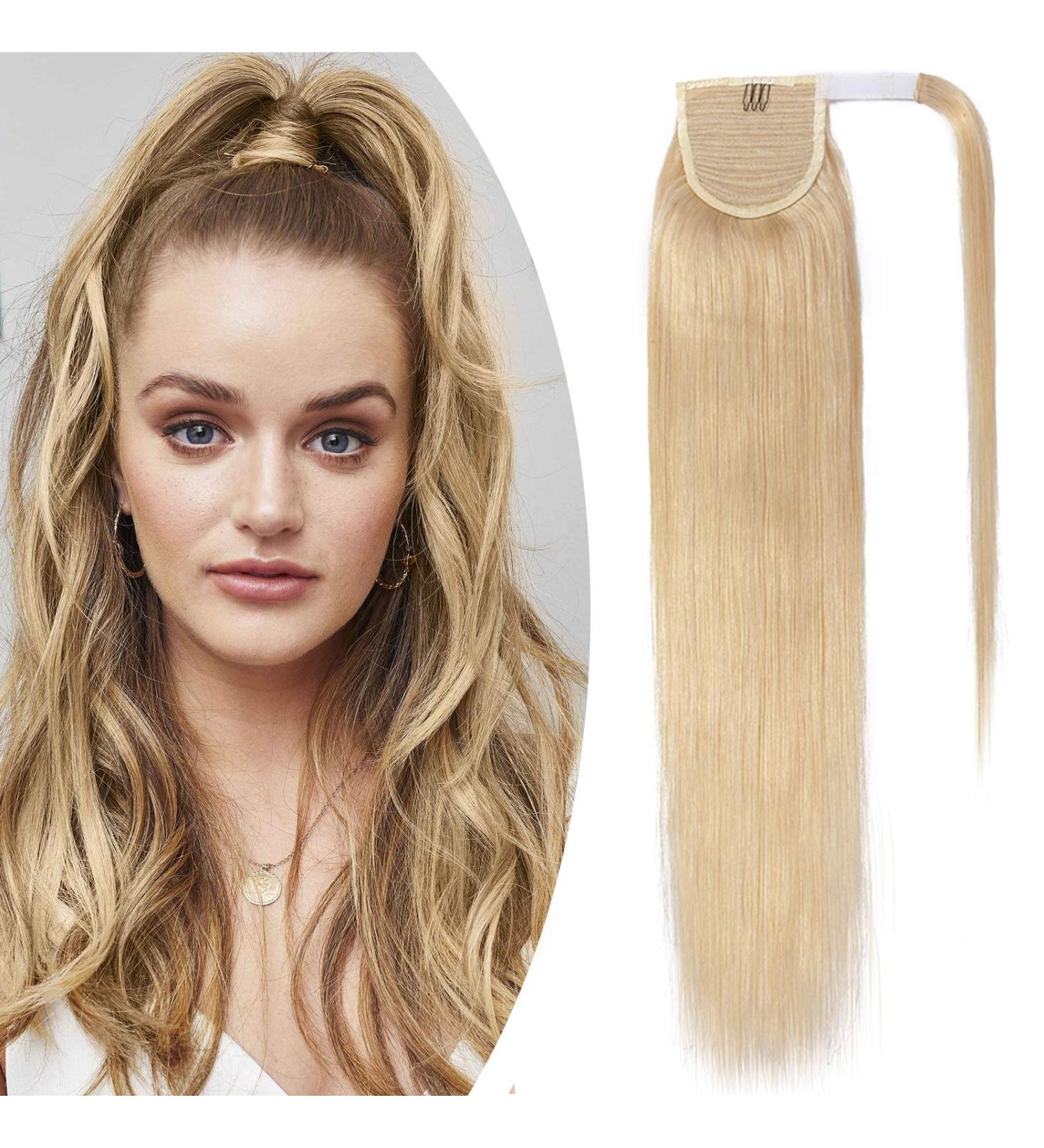 SEGO Real Hair Ponytail Extension Clip-In - Light Blonde #613 16 (40cm) | 80g Braid Hair Piece - Buy Online on GoSupps.com
