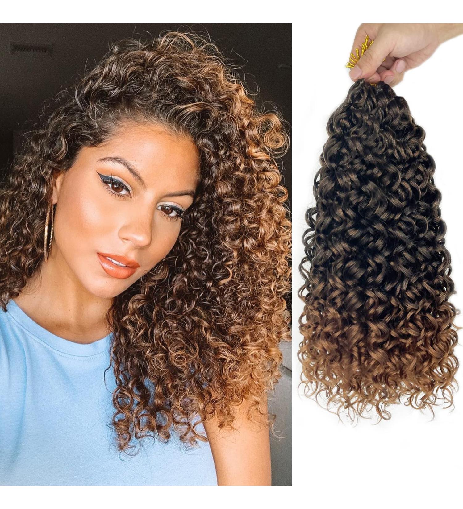 Gogo Curl 14 Inch 8 Packs Ombre Dark Brown Curly Crochet Hair for Black Women - Wavy Beach Curls Synthetic Braiding Extensions - Buy Online on GoSupps.com