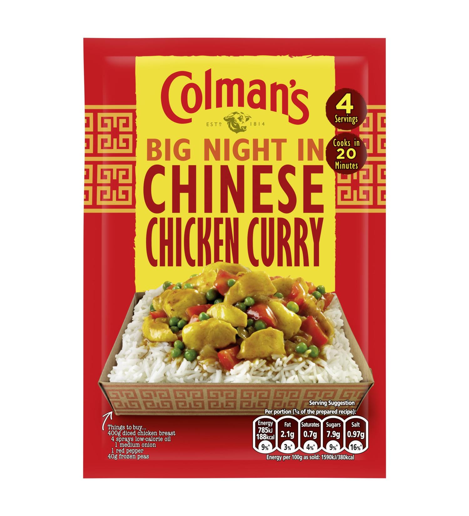 Colman's Big Night In Chinese Chicken Curry Recipe Mix 4 servings 47 g - Buy Online on GoSupps.com