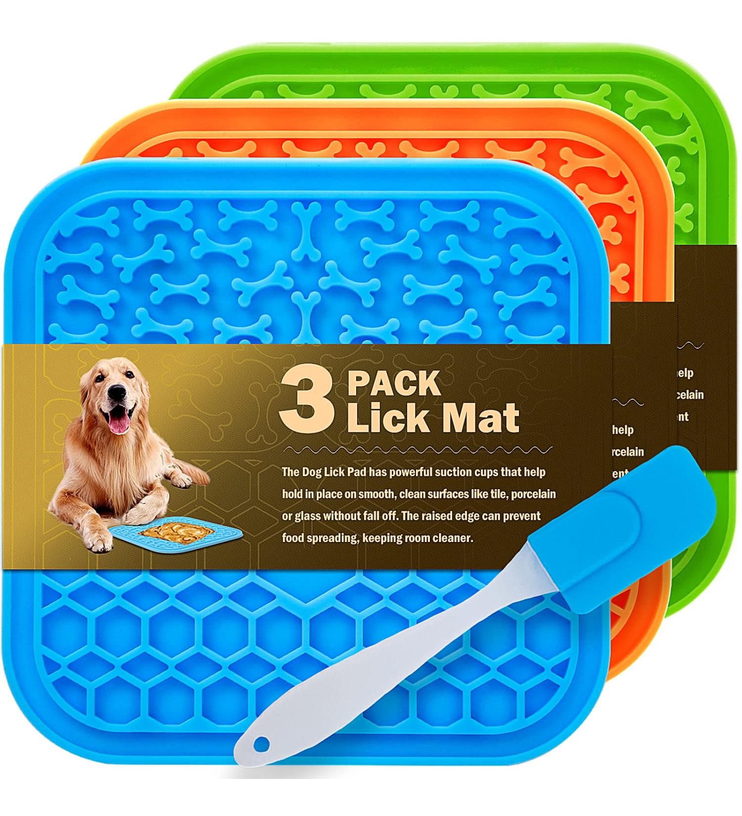 3 Pack Lick Mat for Dogs and Cats - Dog Slow Feeder & Grooming Mat - Food-Grade & Non-Toxic - Buy Online on GoSupps.com