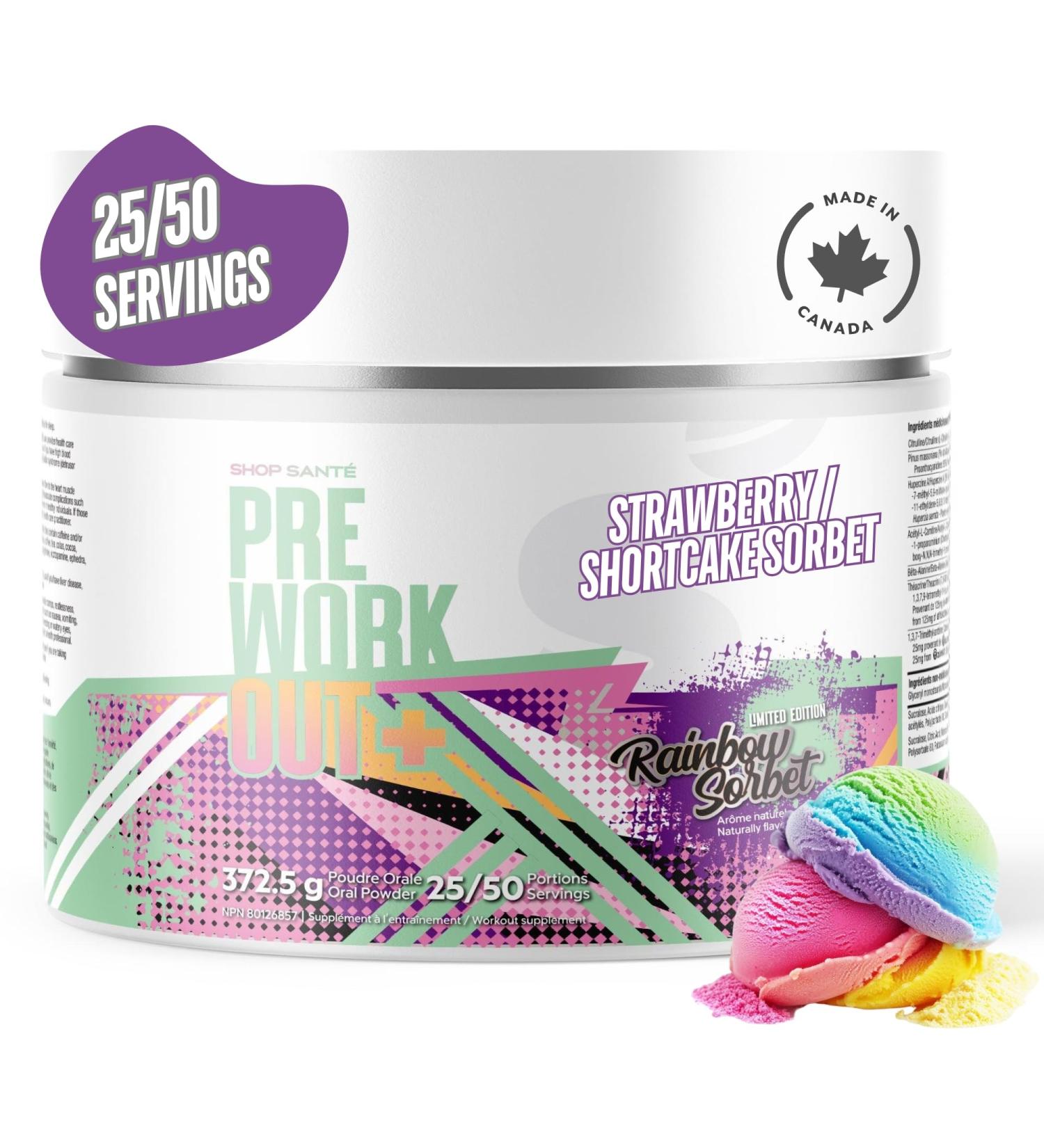 Shop Sante Pre Workout Plus Preworkout Energy Powder 150mg Caffeine Citrulline Beta Alanine Sports Drink Supplement for Men and Women 50 servings - Rainbow Sorbet - Buy Online on GoSupps.com