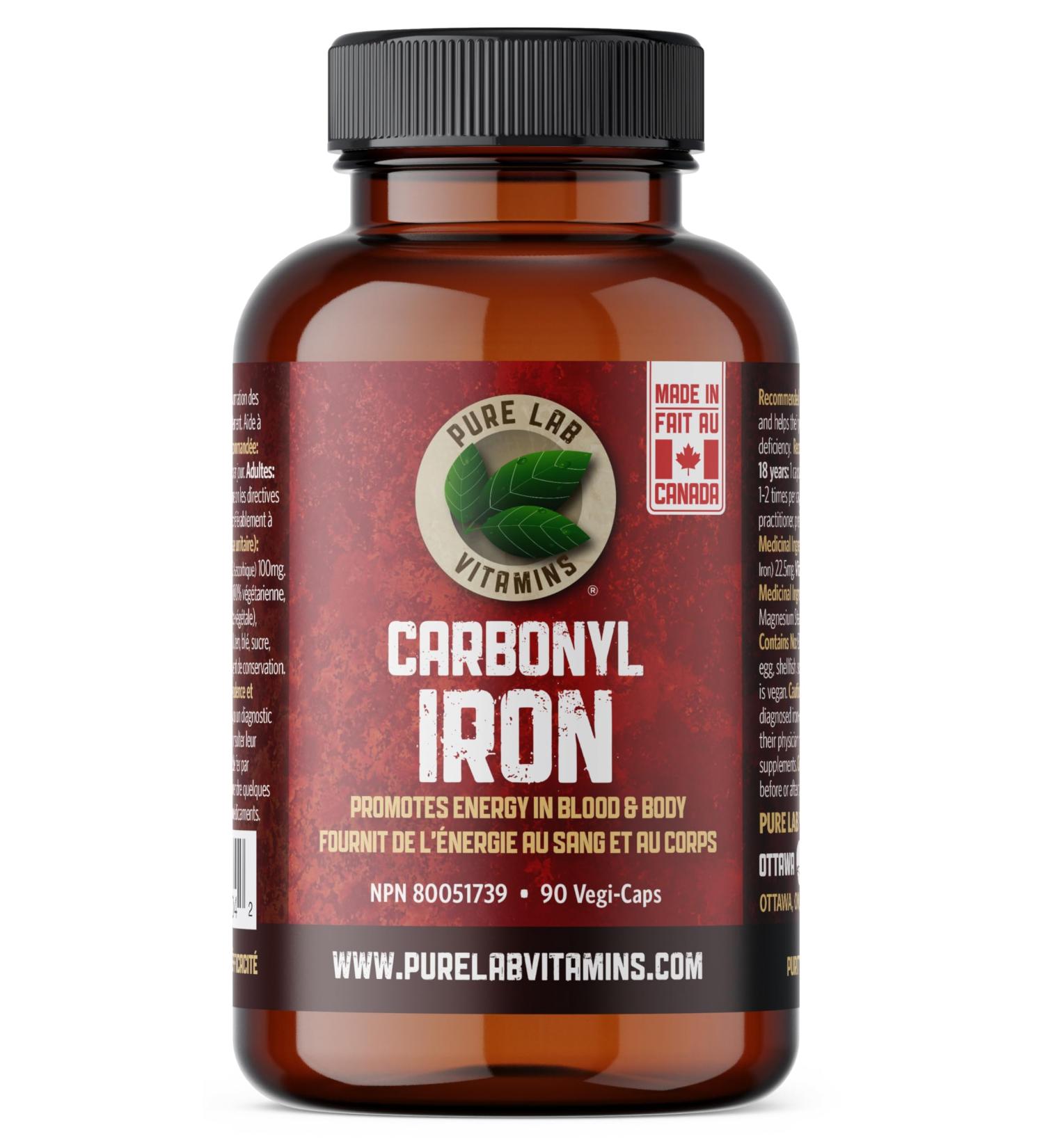 Pure Lab Vitamins | Carbonyl Iron Supplement with Vitamin C | 90 Capsules | Blood Builder Iron Supplement & Vitamin C Supplement | L-Ascorbic Acid and Non Constipating Iron Supplement for Men and Women - Buy Online on GoSupps.com