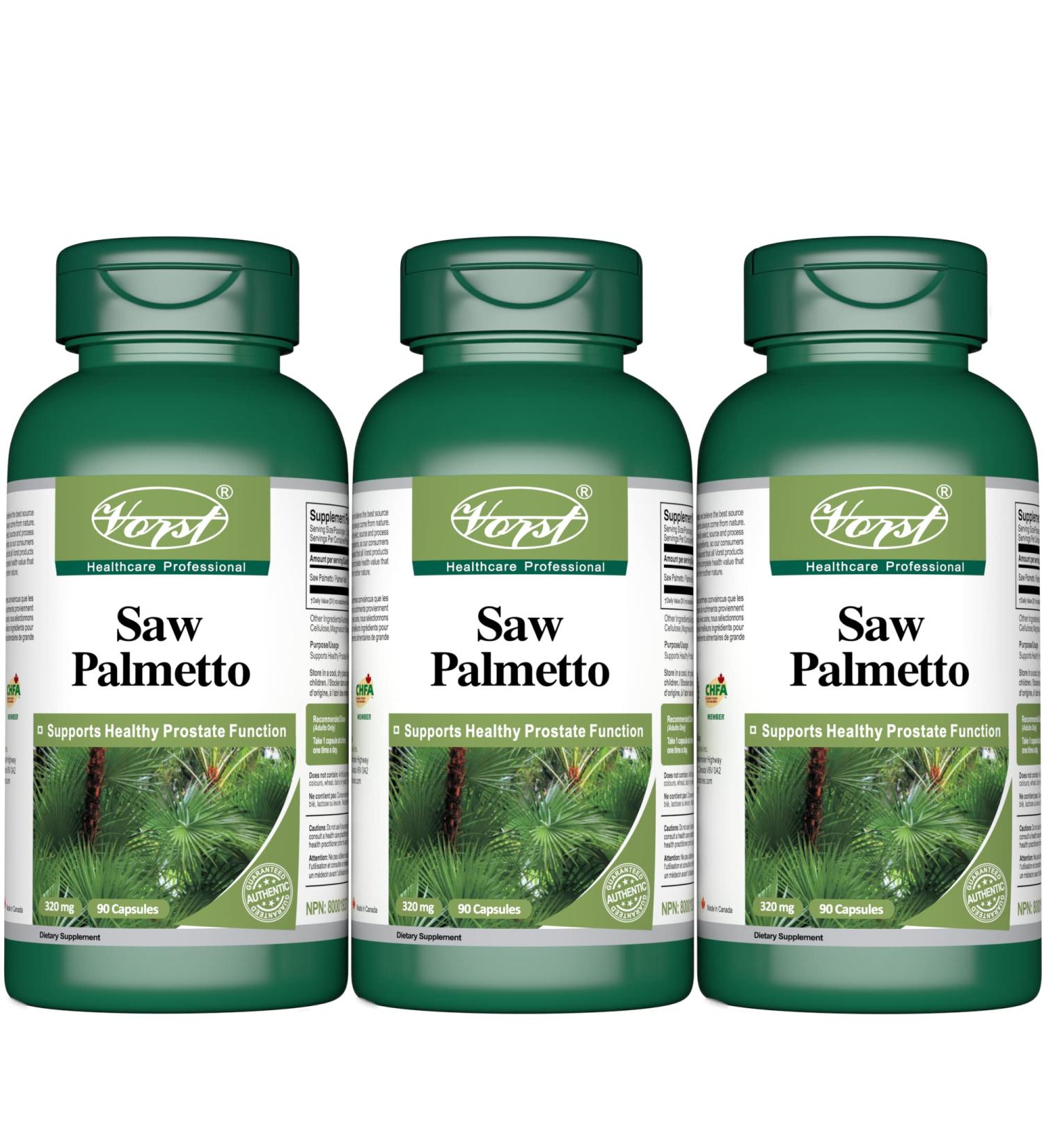 VORST Saw Palmetto Extract 8:1 320mg (2560mg raw herb) 3 X 90 Capsules | Supplement for Prostate Health Incontinence Support Pills DHT Blocker Hair Loss Treatment for Men Urinary Health | Powder Pills | 1 Bottle 270 count (Pack of 1) - Buy Online on GoSupps.com