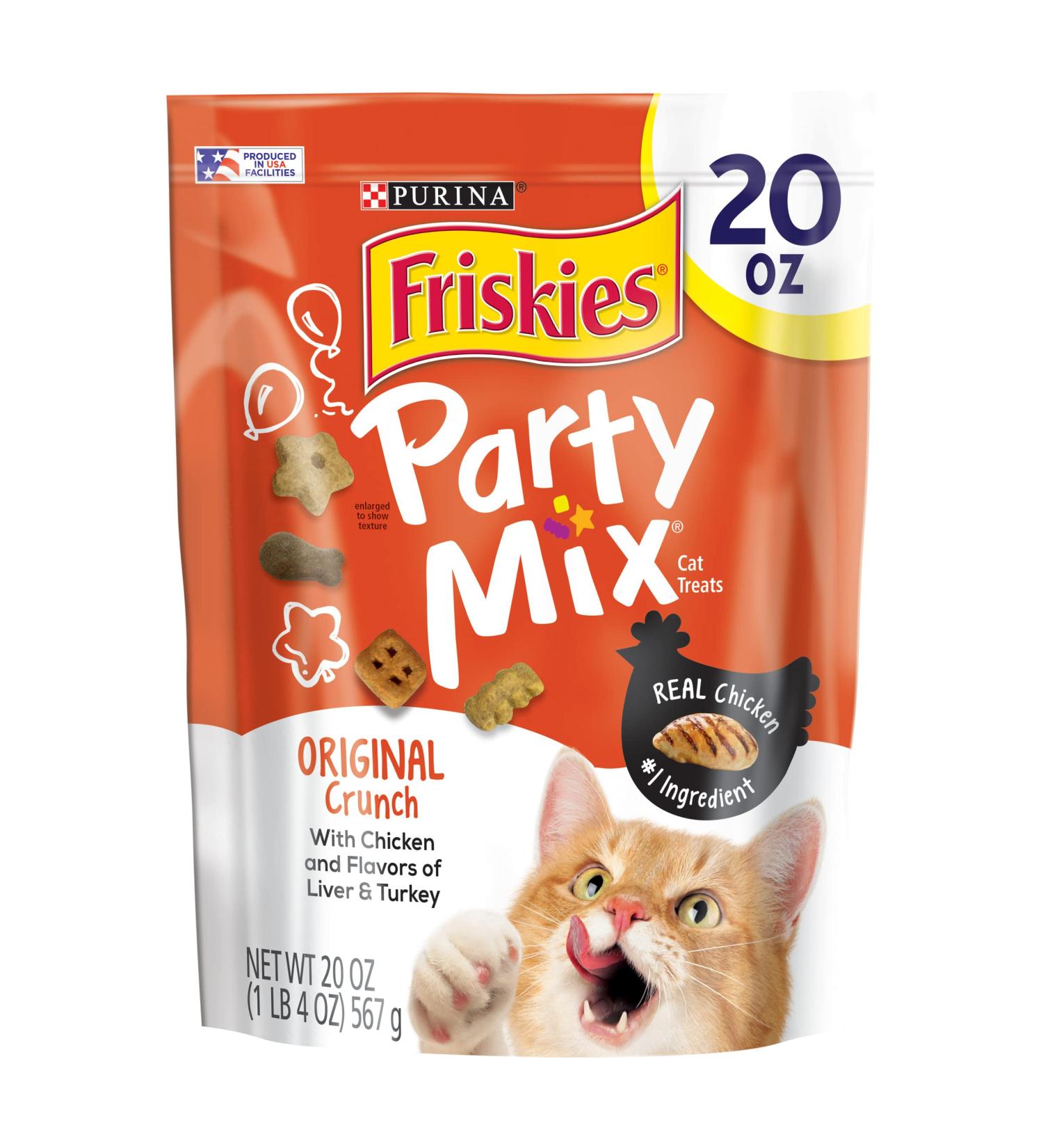 Purina Friskies Party Mix Original Crunch Cat Treats - 20 oz. Made in USA Facilities - Buy Online on GoSupps.com