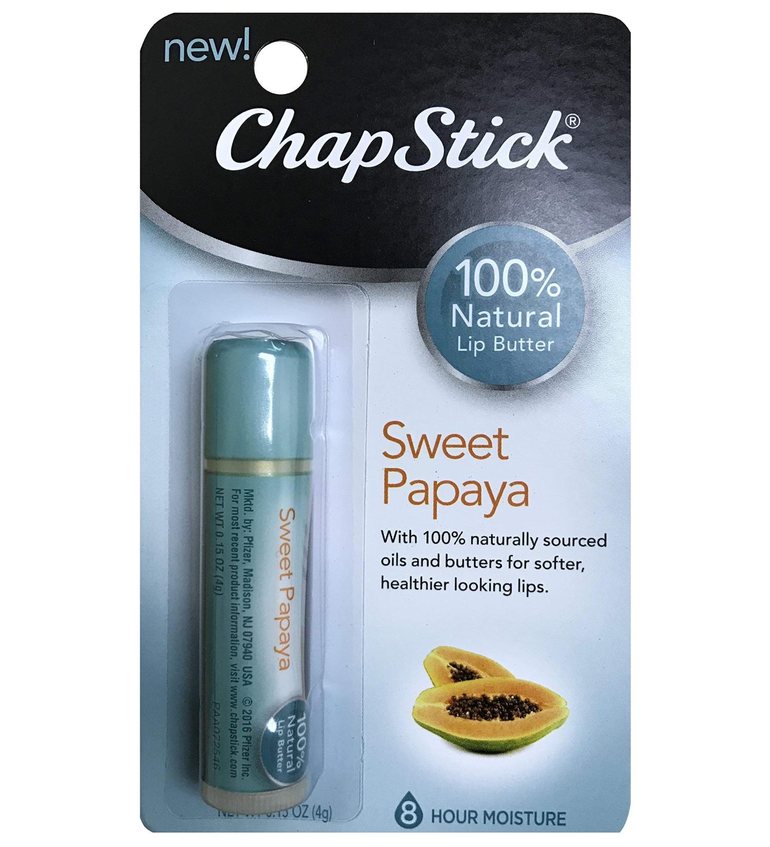ChapStick 100% Natural Lip Butter Sweet Papaya 0.15 oz (Pack of 3)