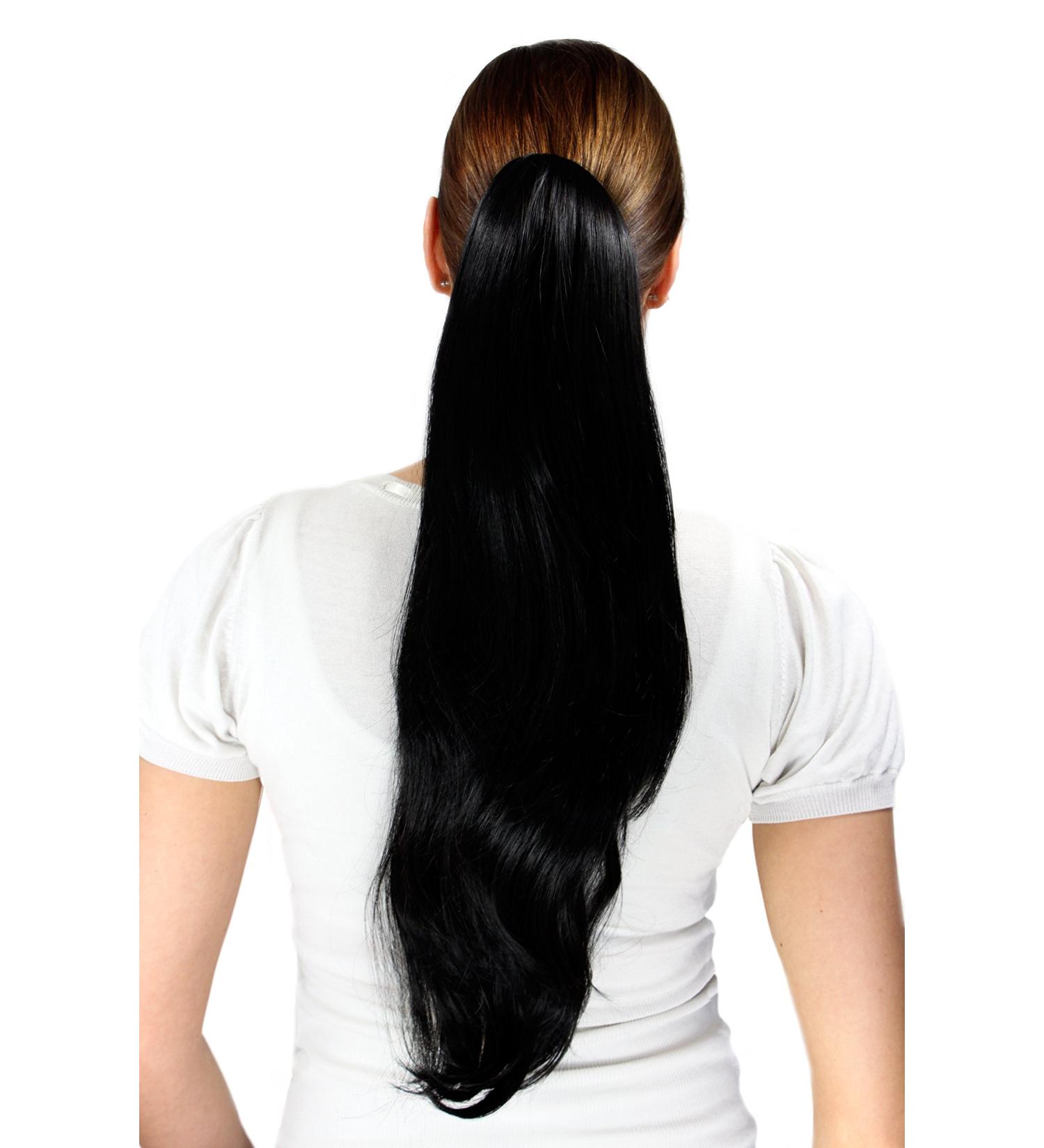 WIG ME UP - T116-1B hairpiece ponytail braid black straight falling 50 cm long