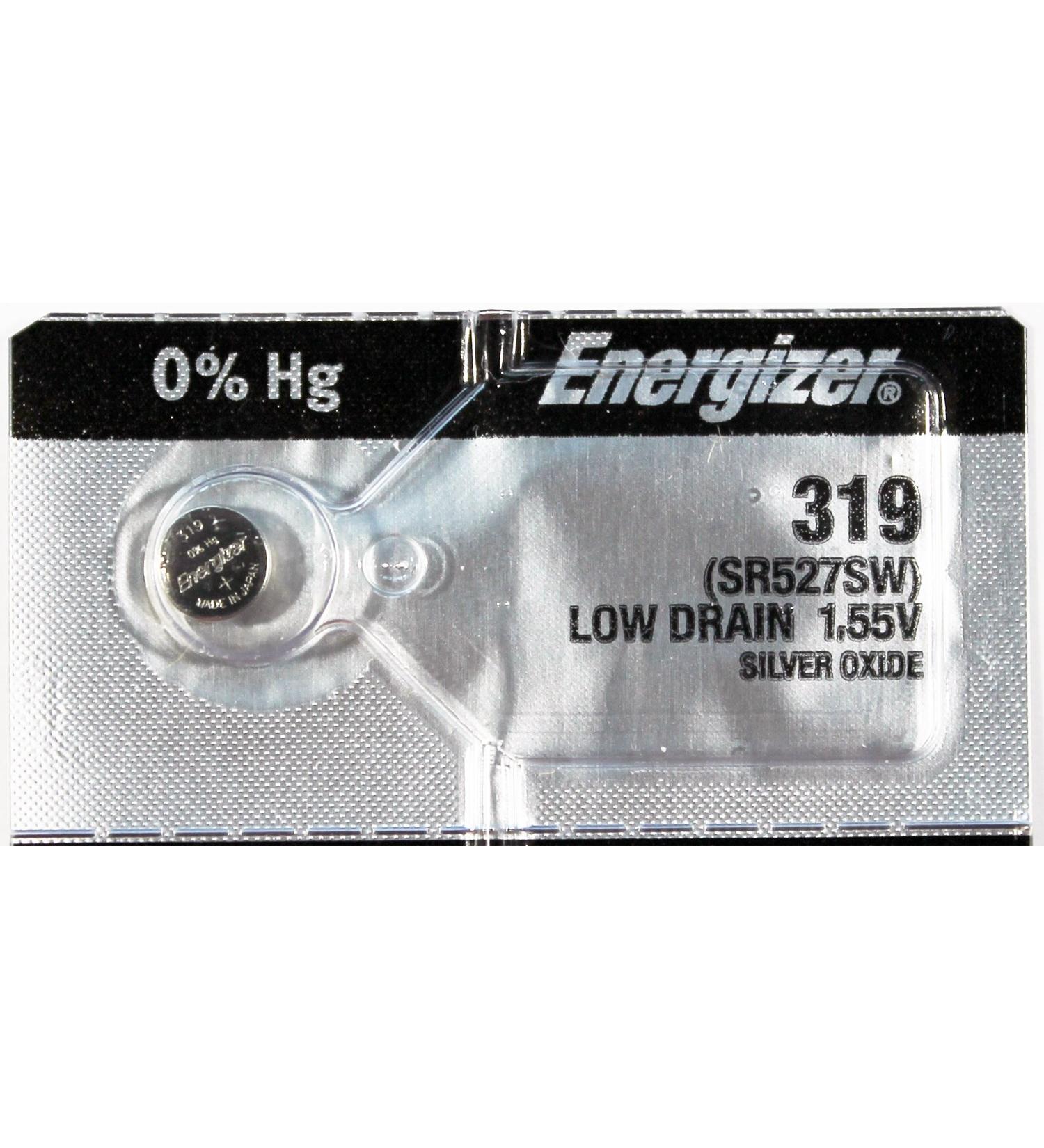 Energizer 2PC 319 SR527SW 1.55V Silver Oxide Cell Battery - Made in Japan