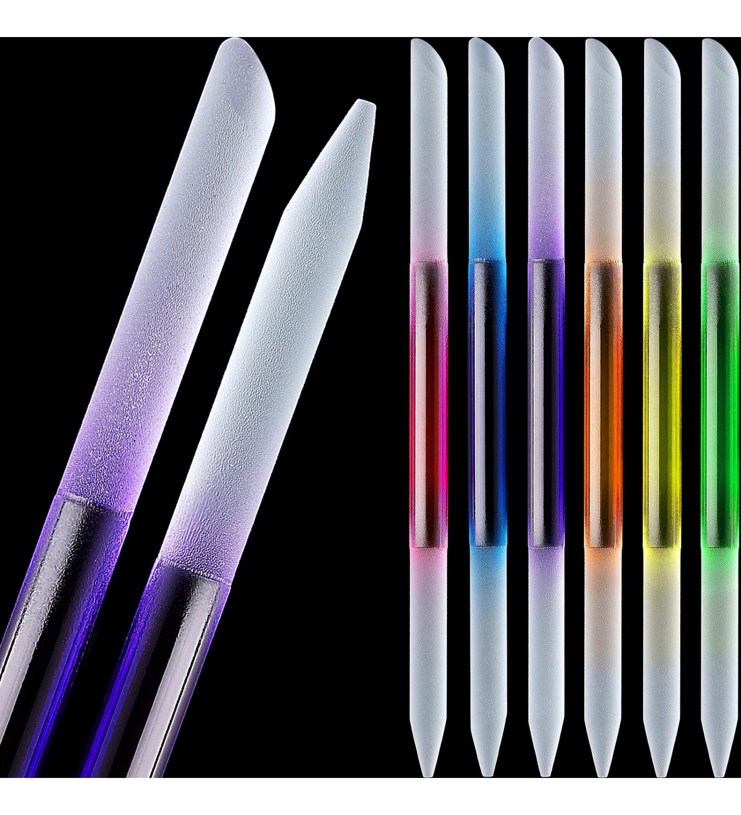 6-Piece Glass Cuticle Pusher & Nail File Set - Yellow, Orange, Blue, Green, Pink, Purple - Buy Online on GoSupps.com