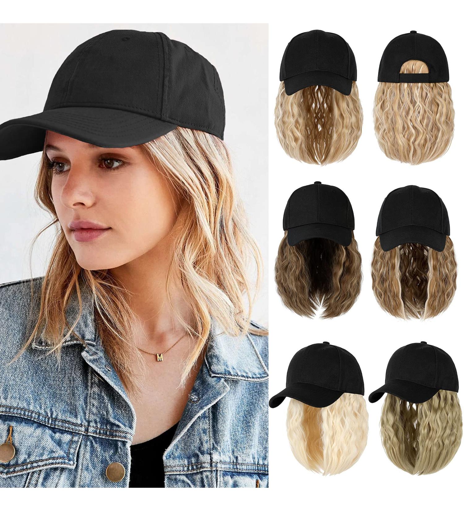 Qlenkay Baseball Cap Hair: 14 Wavy Ginger Blonde Mix Bleach Blonde Wig Hat for Women - Buy Online on GoSupps.com