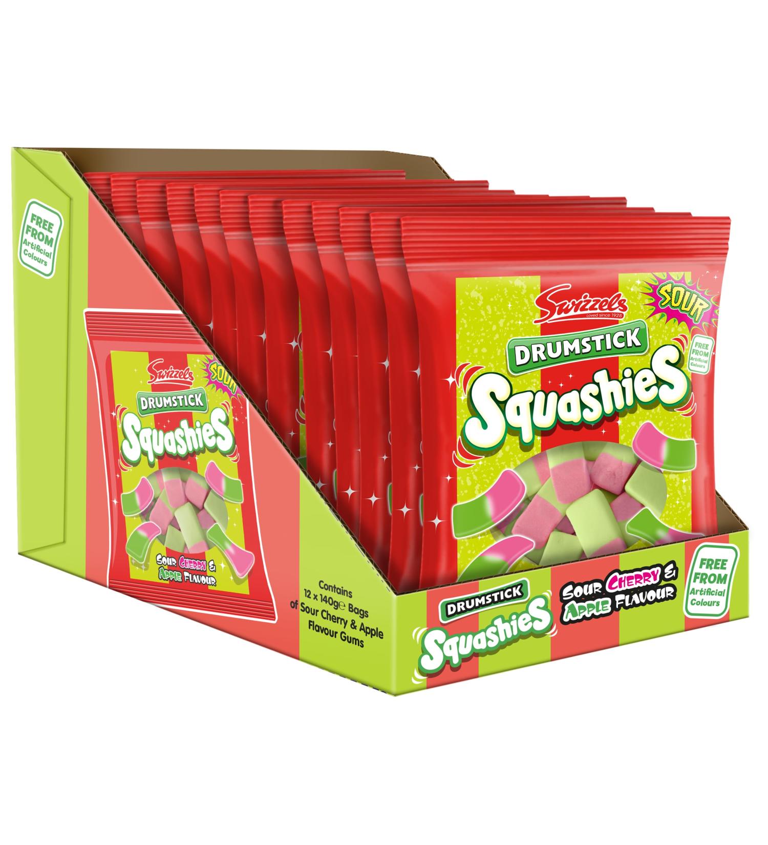 Swizzles Squashies Sweets - Sour Cherry & Apple Flavour - Multipack (12 x 140g)