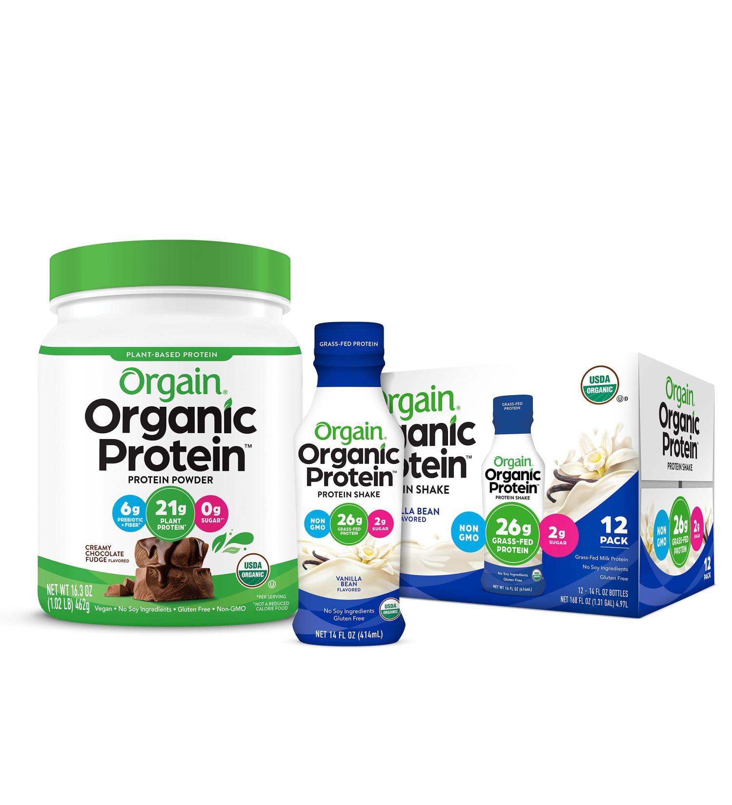 Buy Orgain Organic Plant Based Protein Powder - Creamy Chocolate Fudge & Vanilla Bean | Vegan Gluten Free Low Net Carbs - 1.02 lb - Buy Online on GoSupps.com