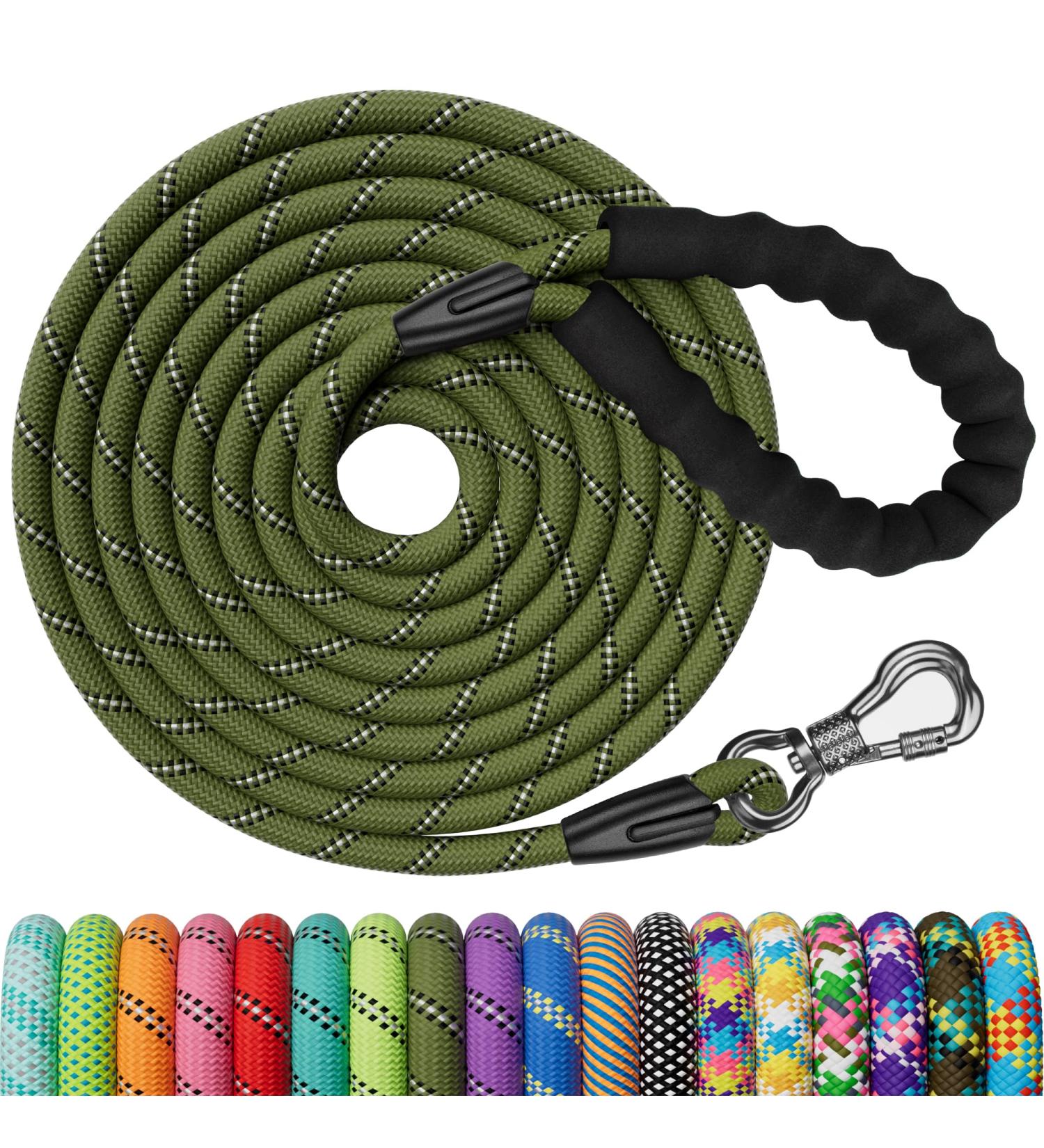 X Xben 3m Thick Dog Leash - Padded Handle Training Line for Small/Medium Dogs | Durable Dark Green with Lockable Carabiner - Buy Online on GoSupps.com