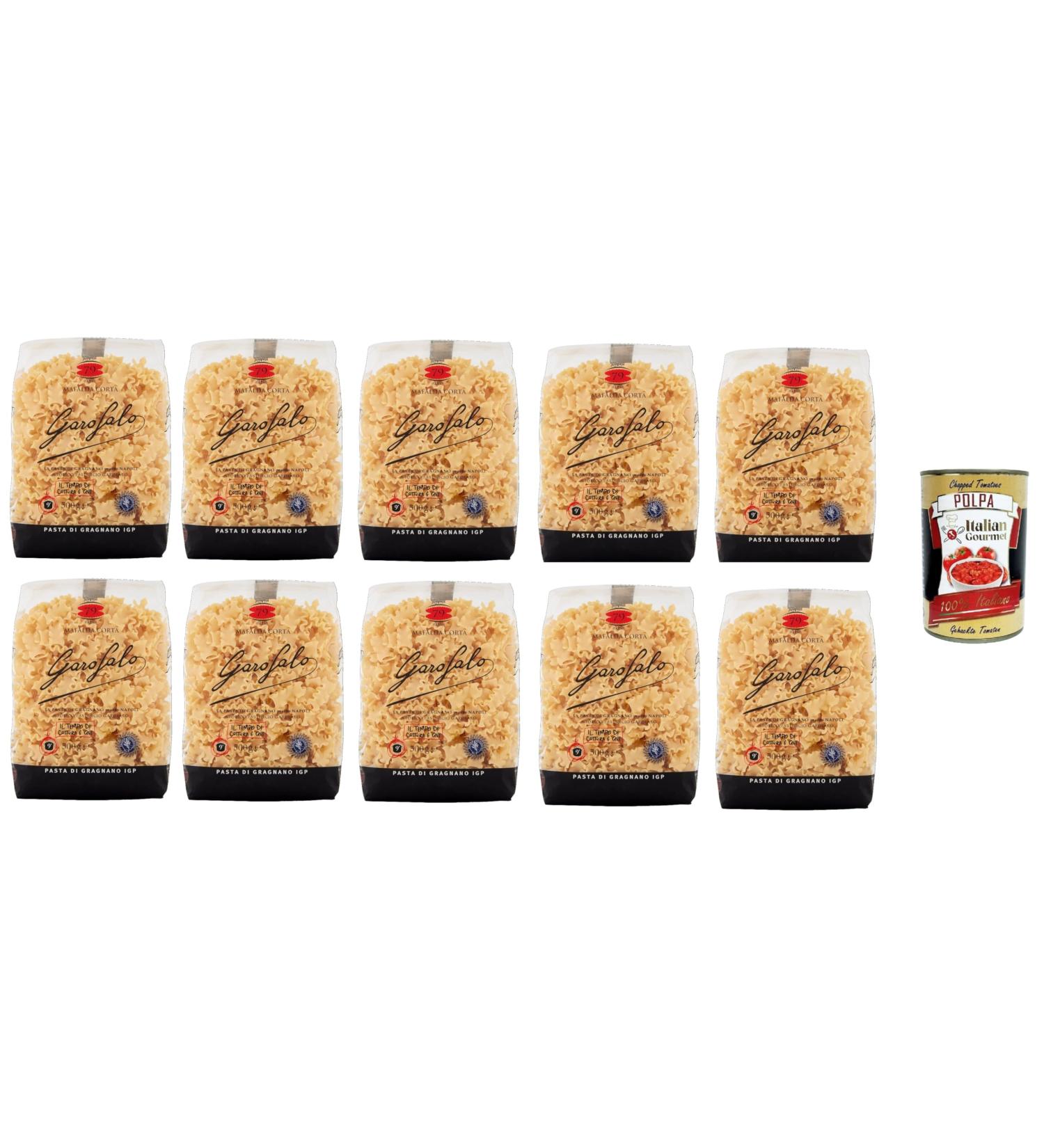  Italian Gourmet E.R. Mafalda corta N. 79 Pack of 10 Neapolitan durum wheat semolina with 500g of IGP pasta + 400g Italian Gourmet polpa - Buy Online on GoSupps.com
