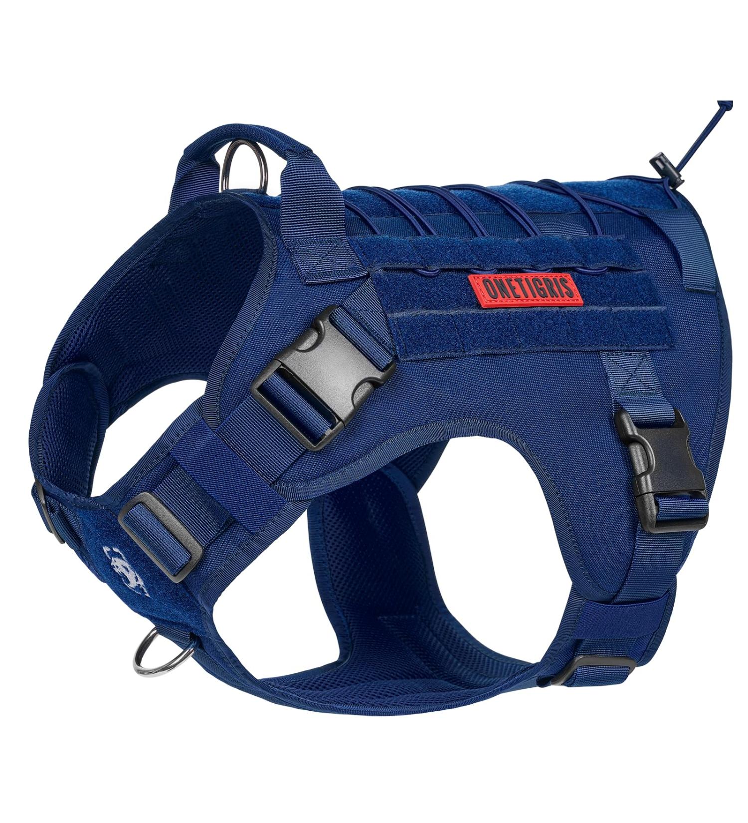 Oneigris XL Blue Tactical Dog Harness - Fire Watcher No-Pull 1000D Nylon 1-Hand D-Ring - International Shipping Available - Buy Online on GoSupps.com