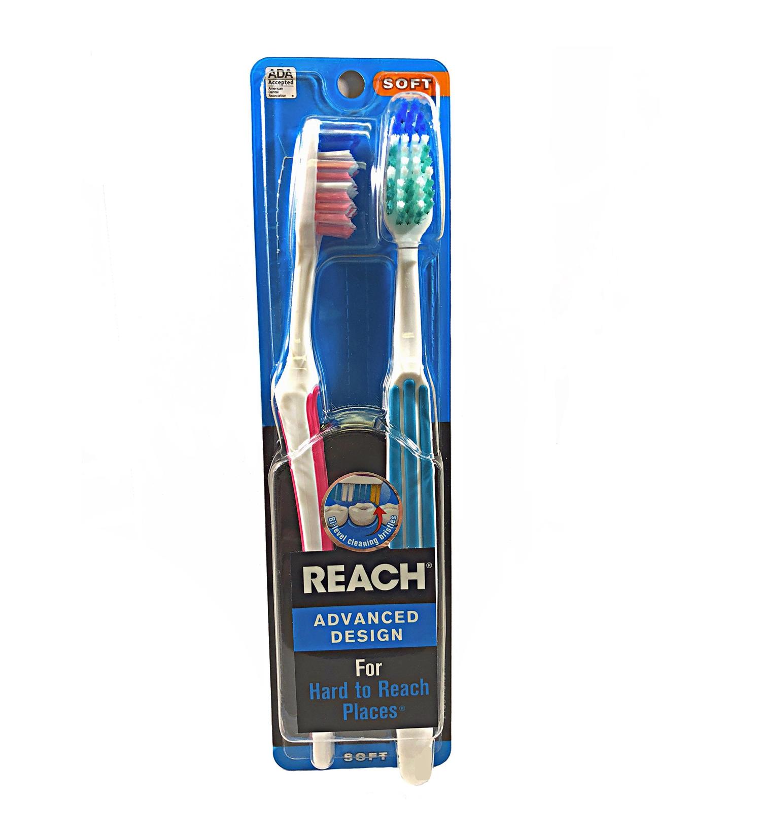 REACH Advanced Design Toothbrushes Soft Full Head Value Pack 2 Count