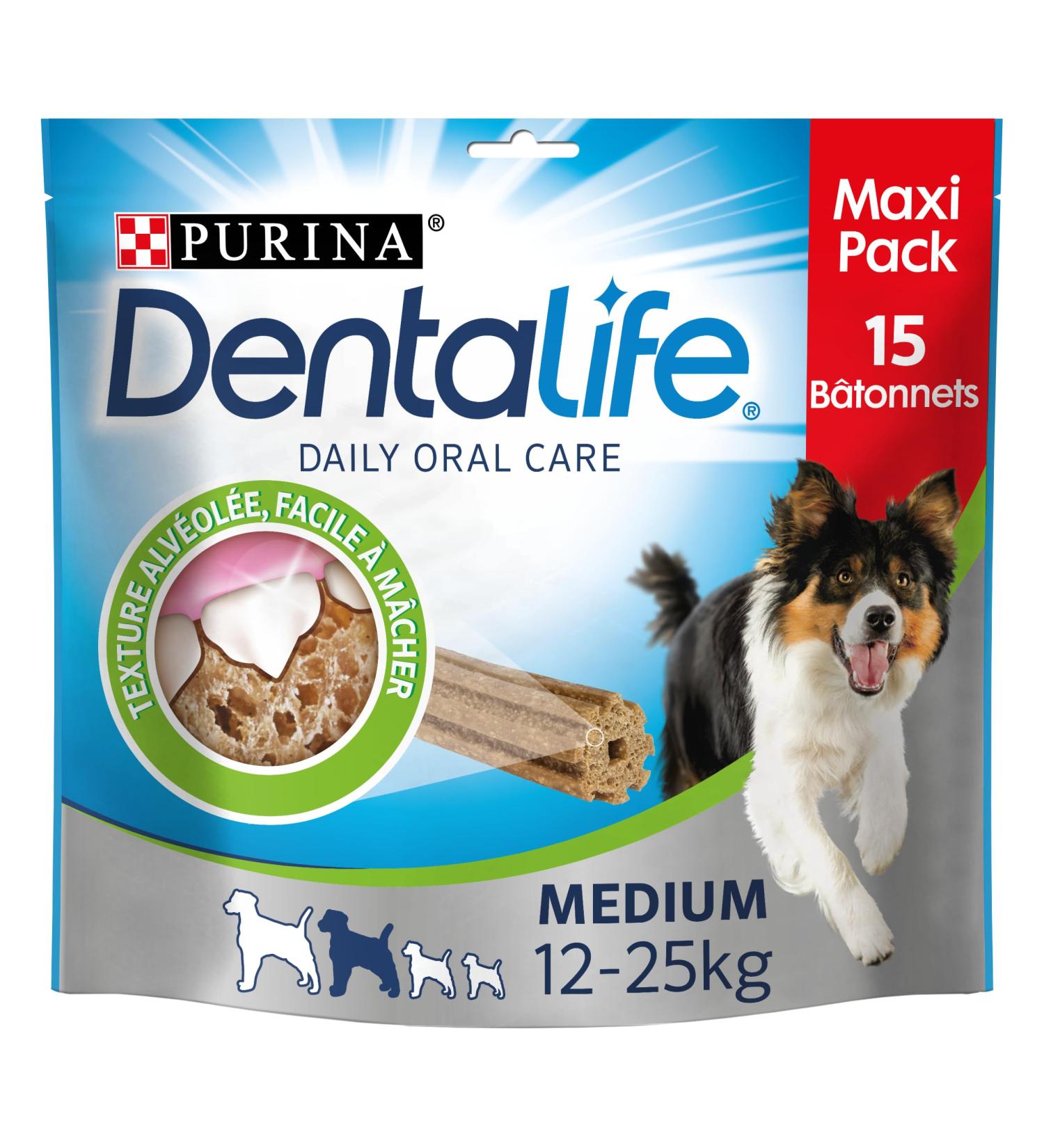 PURINA DENTALIFE MEDIUM | Treats for Medium Dogs | 15 Chew Sticks | Cereal | Maxi Pack of 5 | 345 g | Oral Hygiene - Buy Online on GoSupps.com