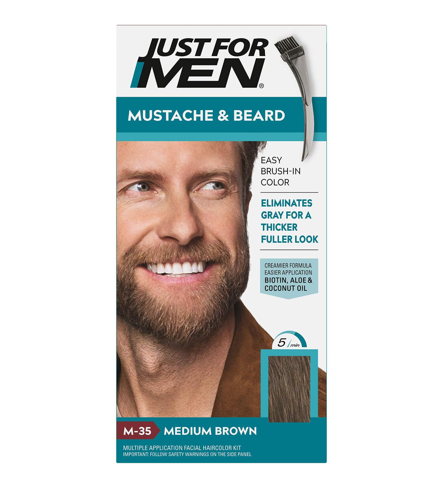 Just For Men Color Gel Mustache & Beard M-35 Medium Brown 1 ea (Pack of 2) - 2 Pack - Buy Online on GoSupps.com
