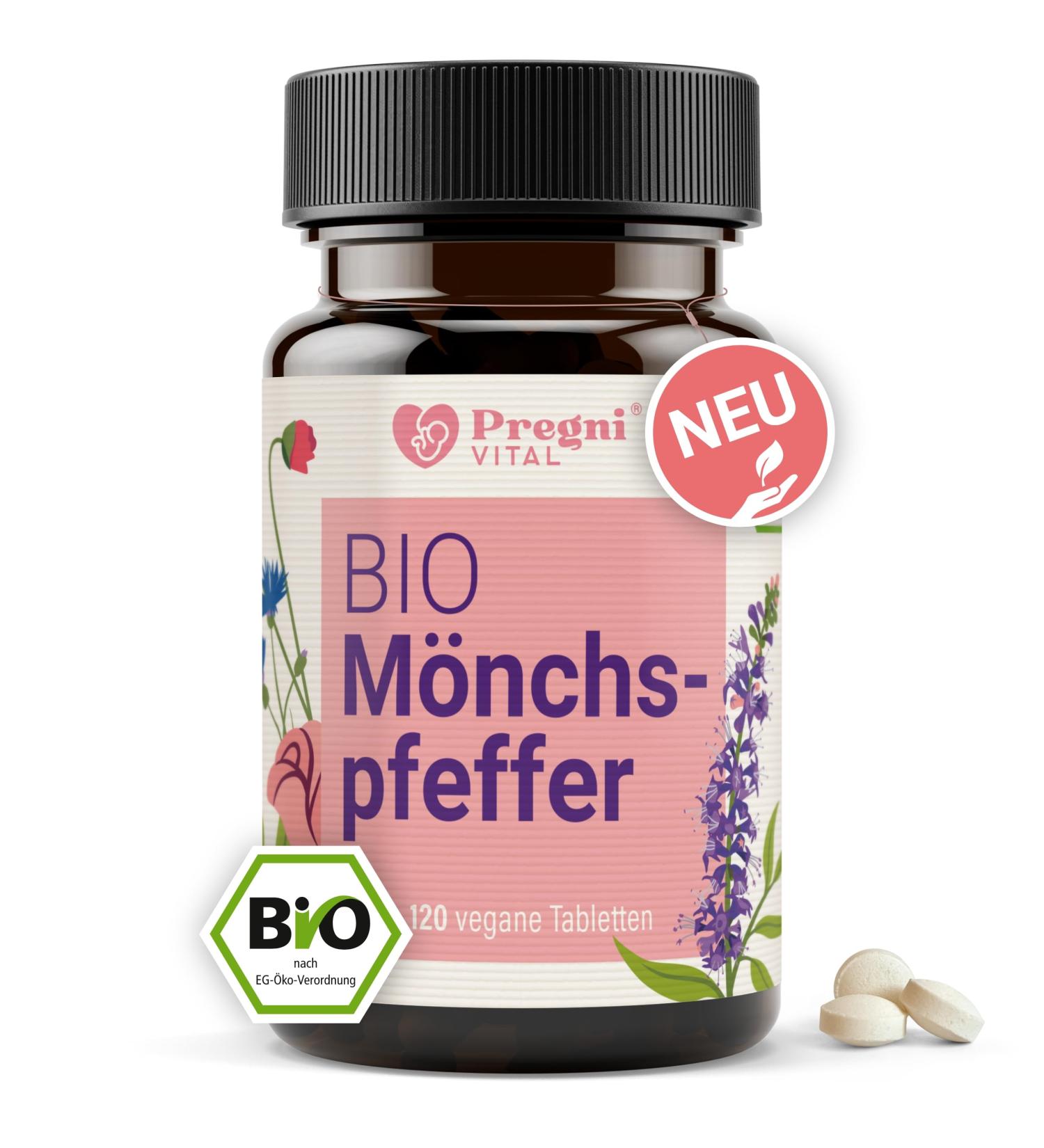 Organic Monk Pepper 10mg - High Dose Agnus Castus for Women | Small & Easy to Swallow | 120 Mini Tablets | Pregnivital  - Buy Online on GoSupps.com