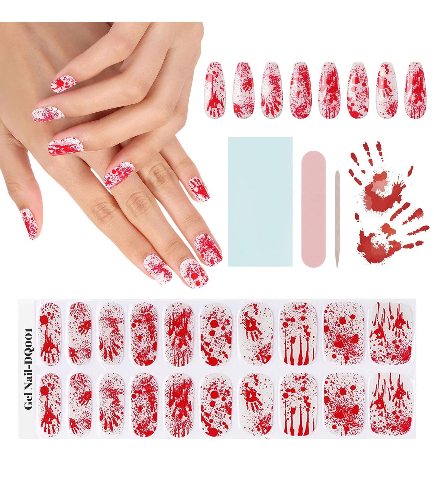 EBANKU 20PCS Nail Gel Polish Strips - Full Wraps Self-Adhesive Nail Stickers with File and Stick - Buy Online on GoSupps.com